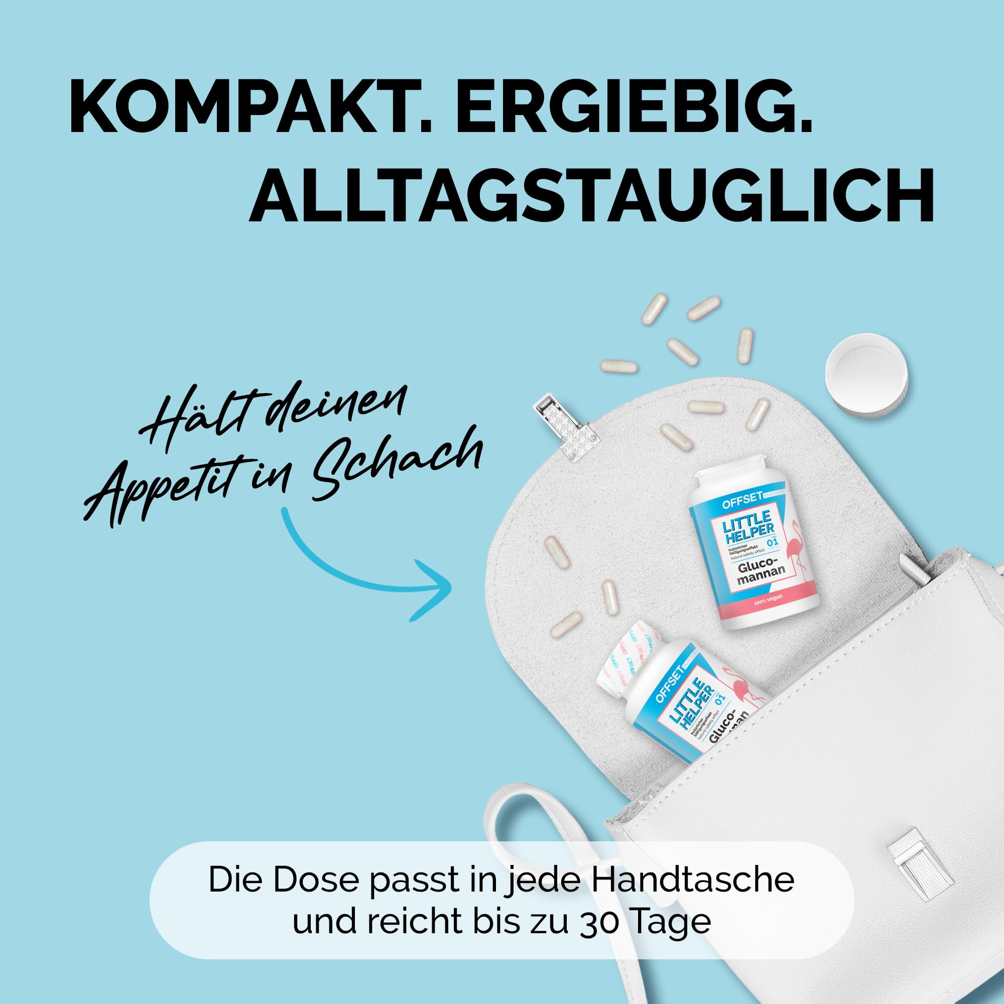 OFFSET Nutrition Appetitzügler Kapseln [mit GLUCOMANNAN] - 90 Stück - aus Japanischen Konjakwurzel - Starke Abnehmtabletten - Für 30 Tage - Ohne Titandioxid
