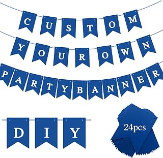 Custom Blank Blue Banner kit - Make Your Own Banner, Custom Phrase Banner, Customize Your Party Banner Signs, Handwriting Banners Party Supplies Unique Decor, Unique Hand Draw Home Party Décor