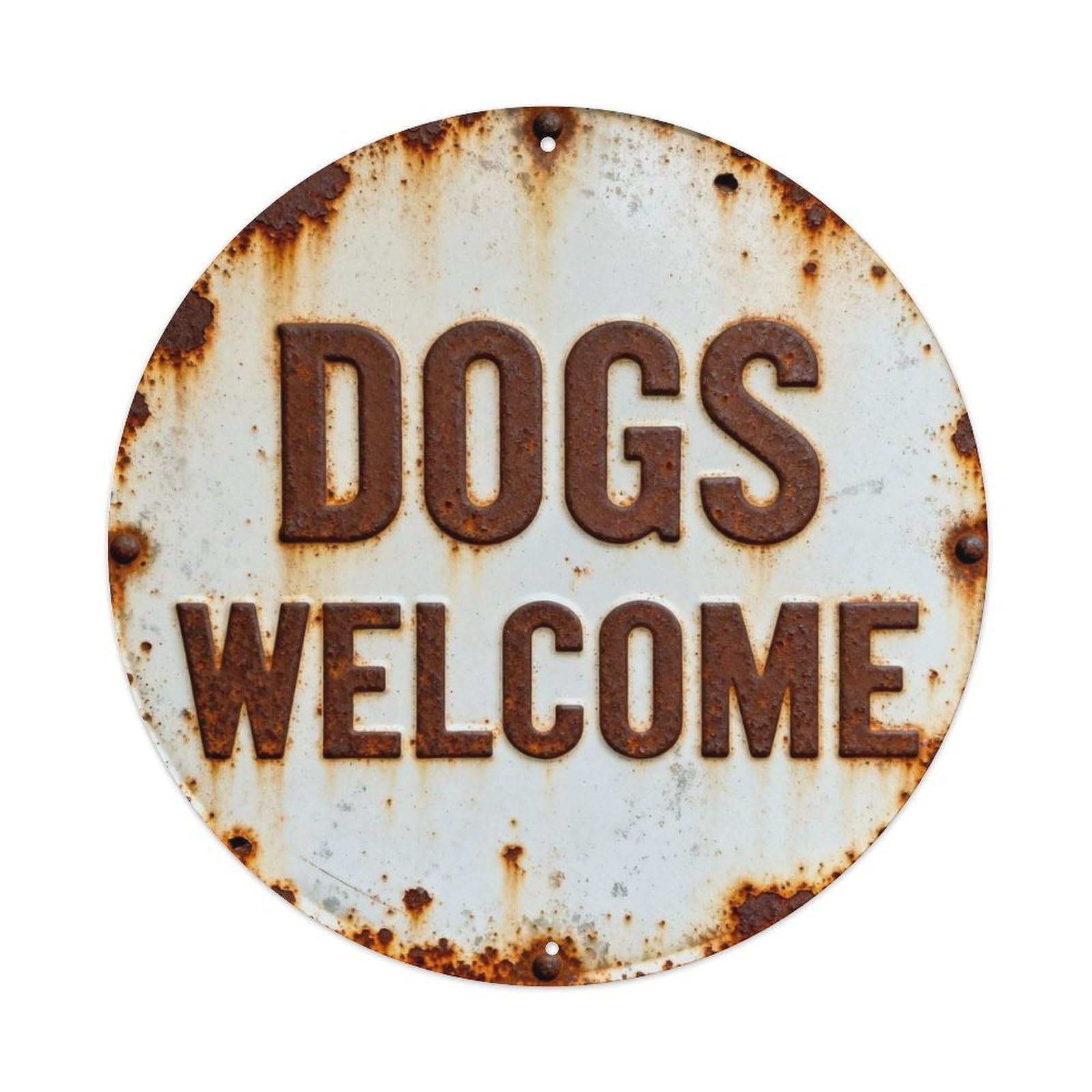 DOGS WELCOME Metal Tin Sign Plaque