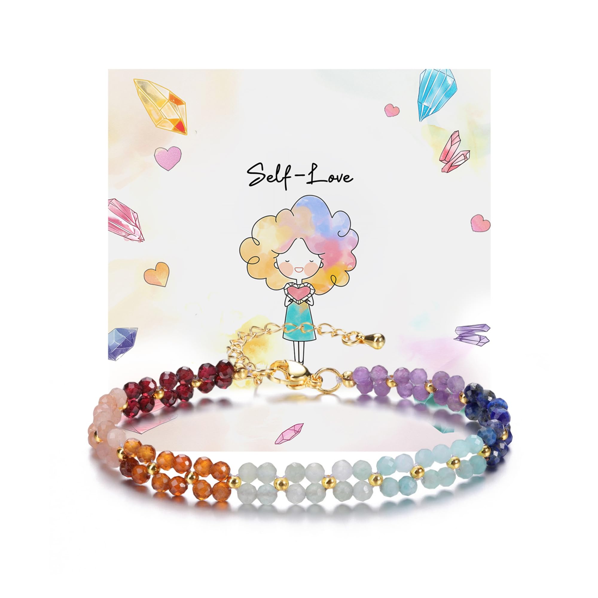 JSDDE Damen Perlenarmband Echte Natursteinperlen Armband Doppelschicht Armband Glücksbringer spirituellen Schmuck für Damen Frauen