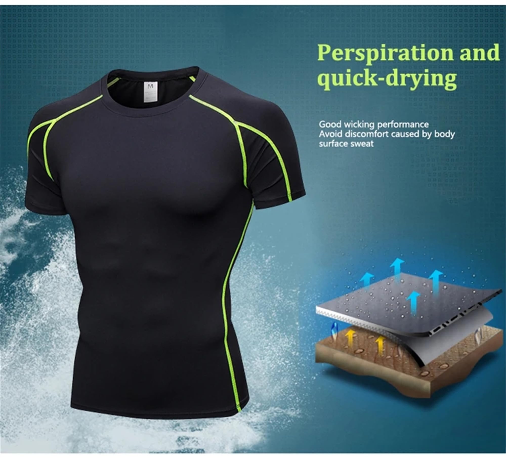 SANANG Ensemble de Compression Homme 2 Pièces - T-Shirt Respirant et Legging Sportif à Séchage Rapide pour Fitness, Course à Pied, Gym