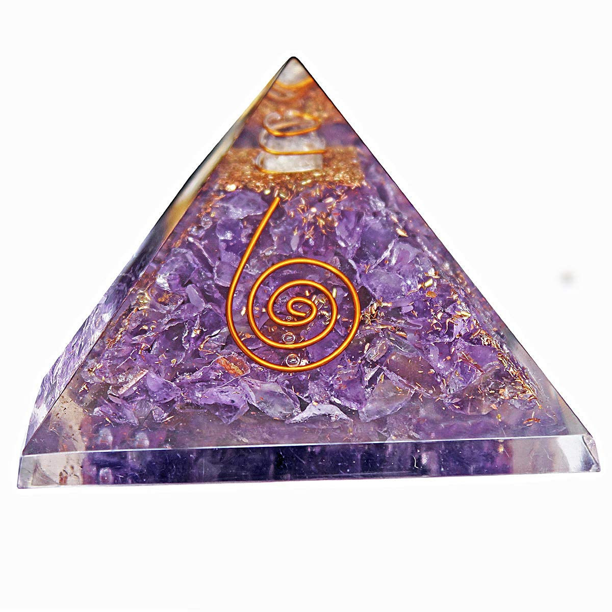 AFIYA Reiki Stones Amethyst Orgone Pyramid Orgonite Pyramid for Reiki Healing and Crystal Healing Stones Pyramid for Vastu Correction,Meditation,Wealth & Prosperity (Purple)