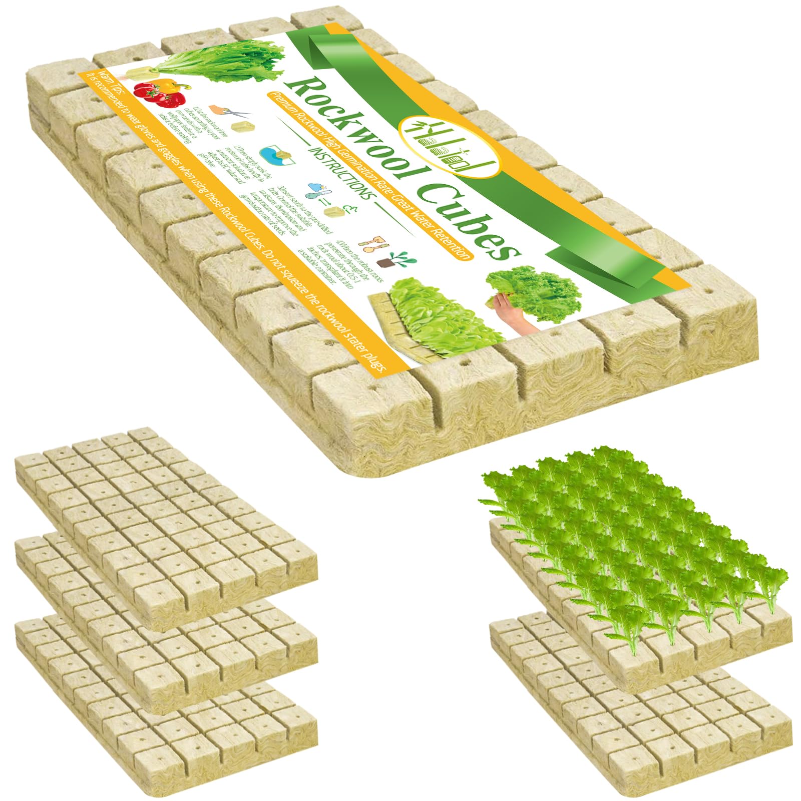Halatool Cubos de lana de roca de 1 pulgada para jardín, cubos de cultivo de lana de piedra, tapones de inicio para cultivo hidropónico, sin suelo, clonación de plantas y inicio de germinación (6