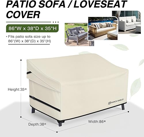Miniatura 2 de Porch Shield Funda para sofá de 3 plazas para patio, funda impermeable para sofá de asiento profundo, 86 pulgadas de ancho x 38 pulgadas de