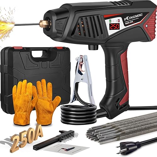 Soldador de mano, soldador portátil de ajuste de 110 V 20-250 A con interruptor giratorio y pistola de soldadura de pantalla digital, soldador de