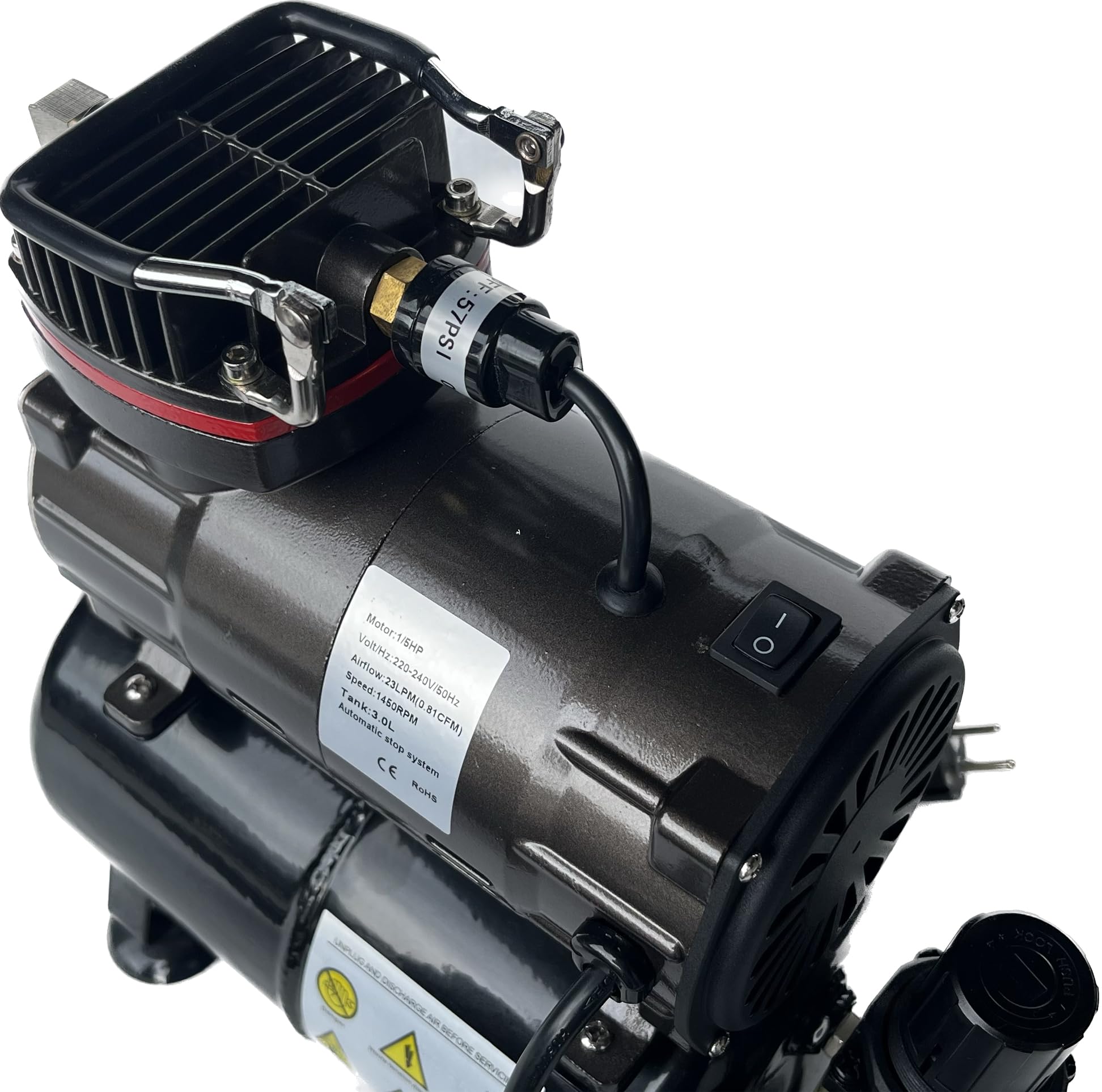 Wiltec 3 L Drucktank für Airbrush Kompressor AS186, 3x 9,52 mm IG, 1x 12,91 mm IG, bis 4 bar, Druckbehälter Ersatzteil, Airbrush Zubehör