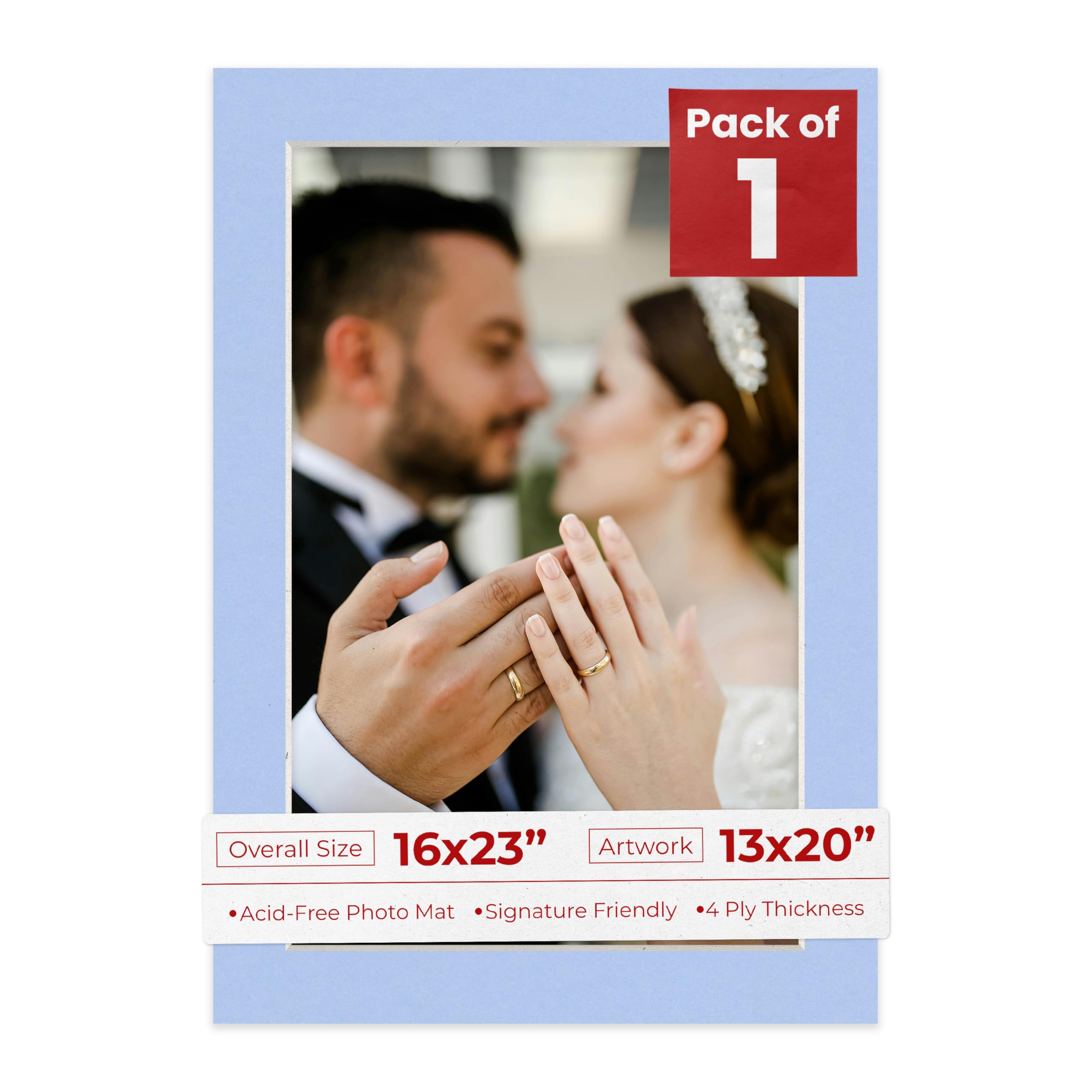 Poster Palooza 16x23 Mat Bevel Cut for 13x20 Photos - Acid Free Baby Blue Precut Matboard - For Pictures, Photos, Framing - 4-ply Thickness-image-42