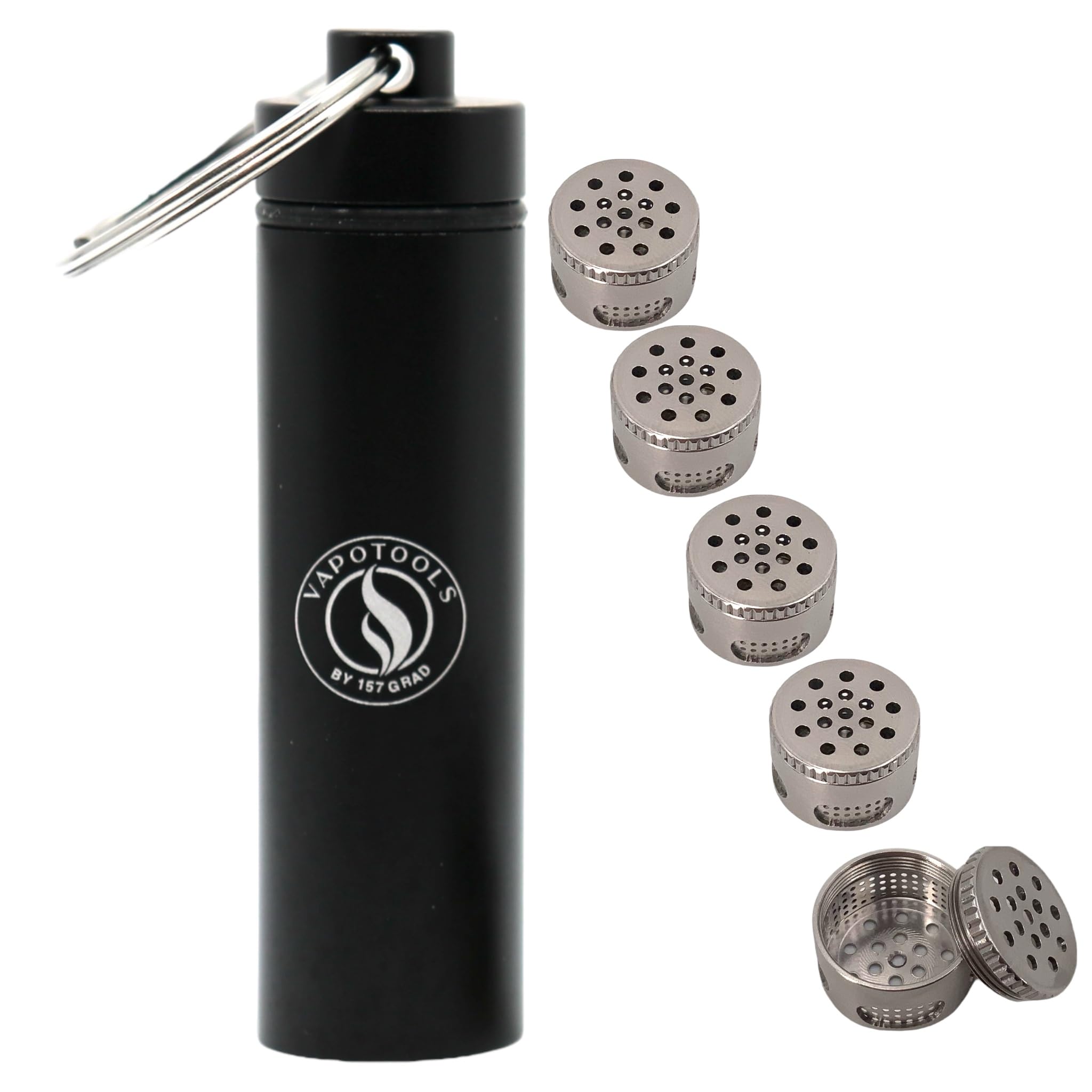 Vapotools by 157Grad Edelstahl Dosierkapsel zum schrauben - passend fr  Crafty, Mighty, Venty, Volcano, Plenty Vaporizer/Verdampfer (5 Kapseln +  Gratis Capsule Caddy) : Amazon.de: Kche, Haushalt & Wohnen