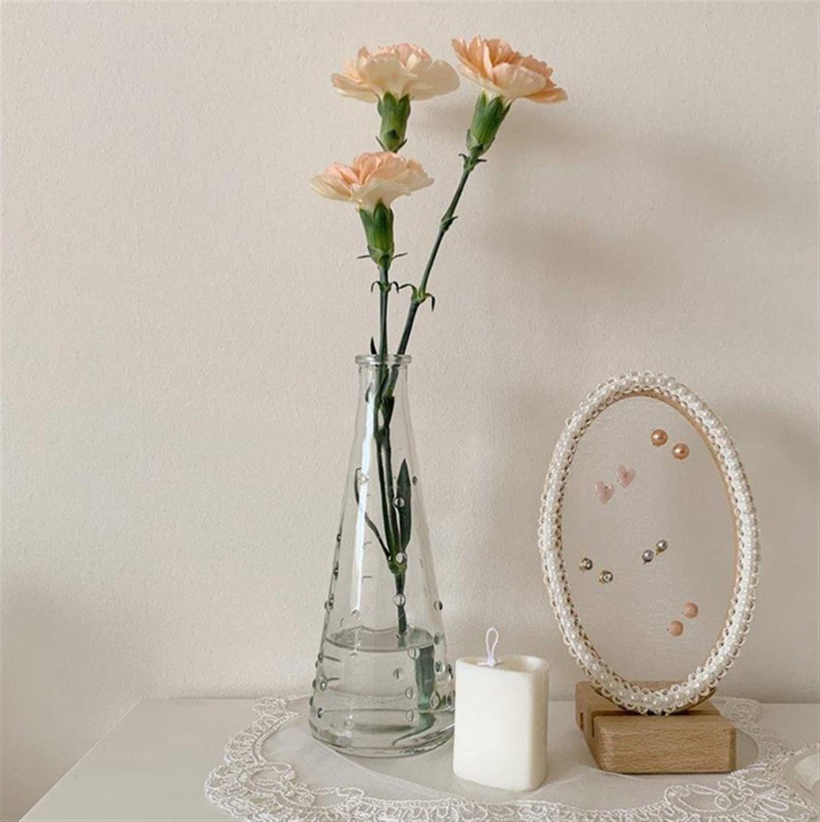Jarrone Florero de Cristal pequeño, florero Transparente, decoración del hogar, cafetería, mesita for café de Sala de Estar, decoración de Mesa, florero hidropónico Maceta