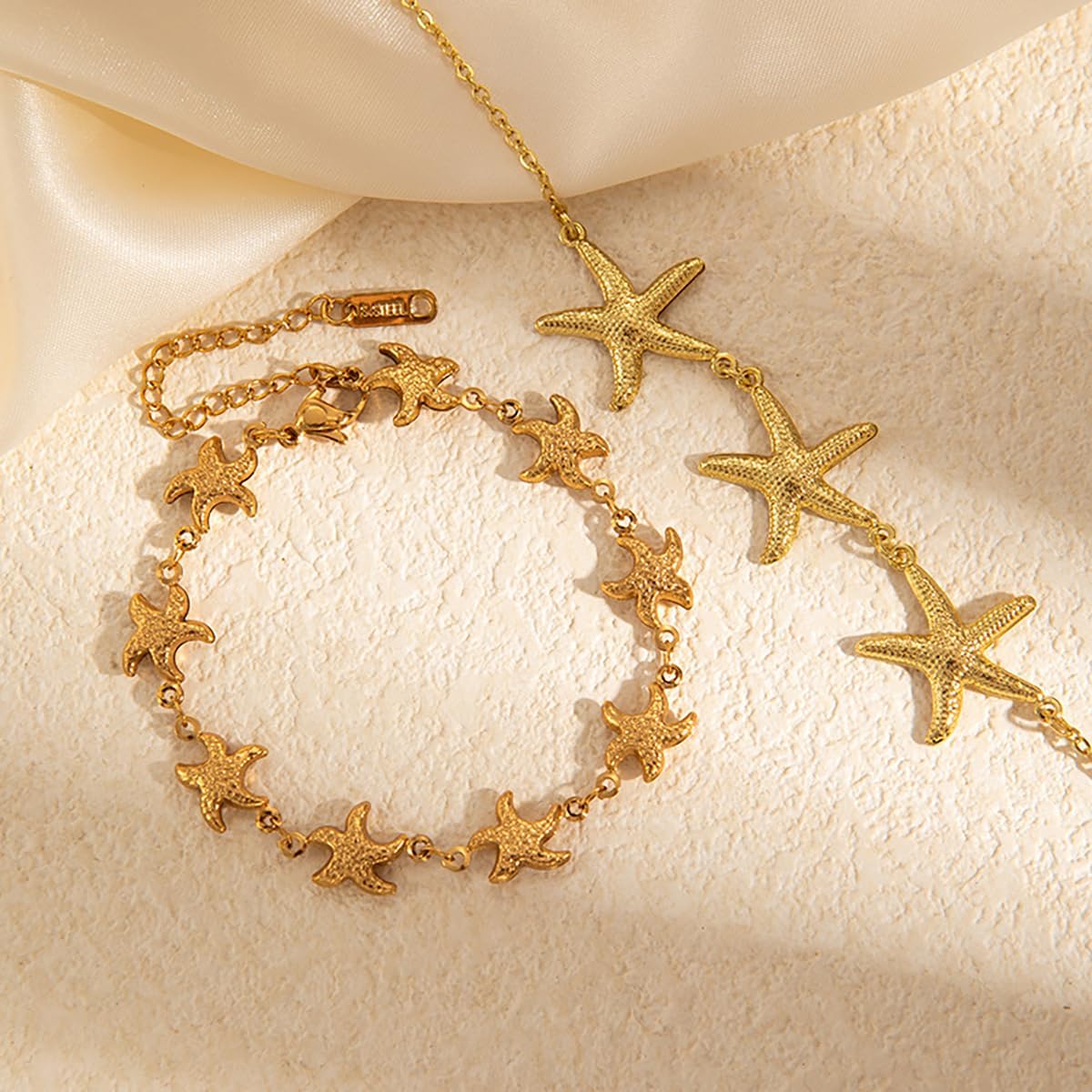 Boho Beach Bracelets for Women Gold Starfish Shell Chain Bracelets Link Bracelets Beach Ocean Jewelry - Image 4