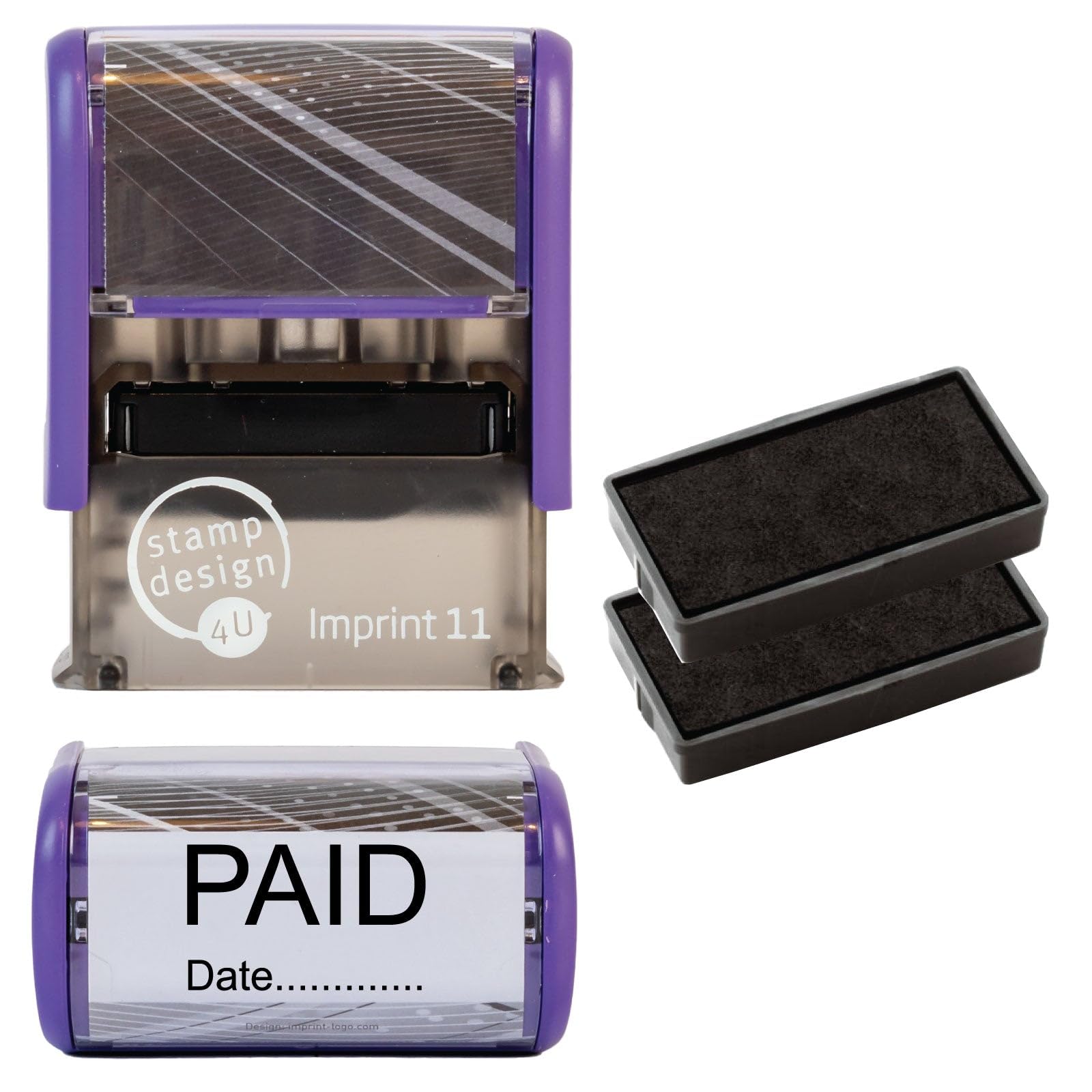 Paid with Date Rubber Stamp Self Inking- SD4U Imprint 11 38 x 14mm - Capital Bold Lettering to Ink Your Documents