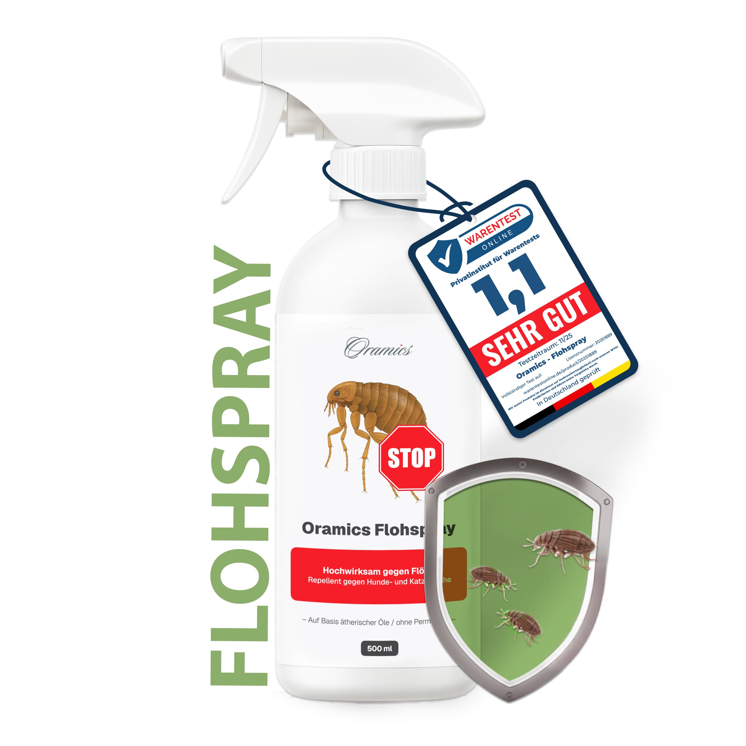 Oramics Flohspray für Wohnung & Möbel – Effektives Umgebungsspray gegen Flöhe, Zecken & Milben – Langzeit Ungezieferspray & Flohmittel für Katzen- & Hunde-Zubehör (Sofortwirkung)