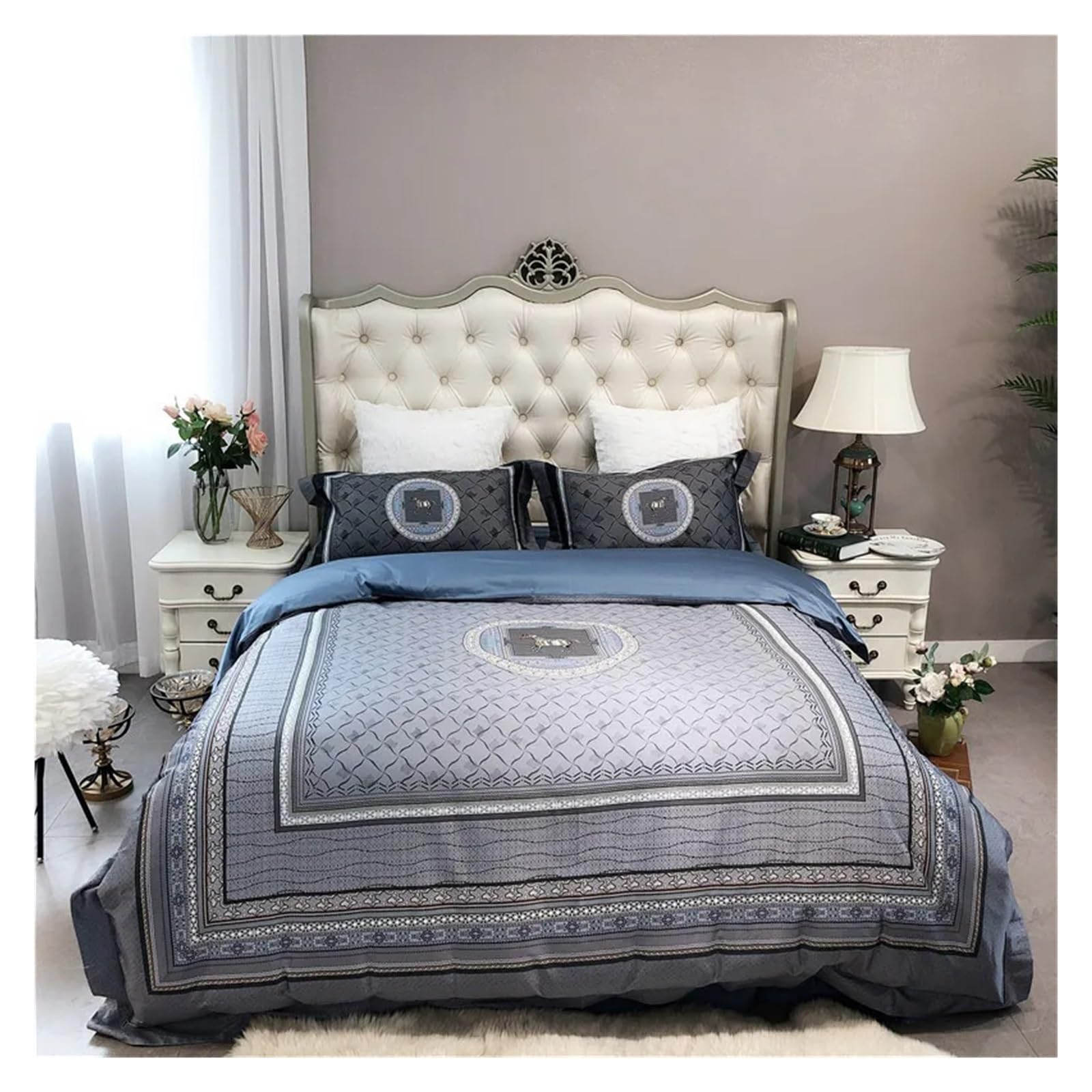 Sbcgfy D 1000Tc Cotton Bedding Set 4Pcs Uvet Cover Sets Be Linen Flat Be Sheet Set Pillowcase Home Textile Comfortable Bedding, Bedspreads,-Queen