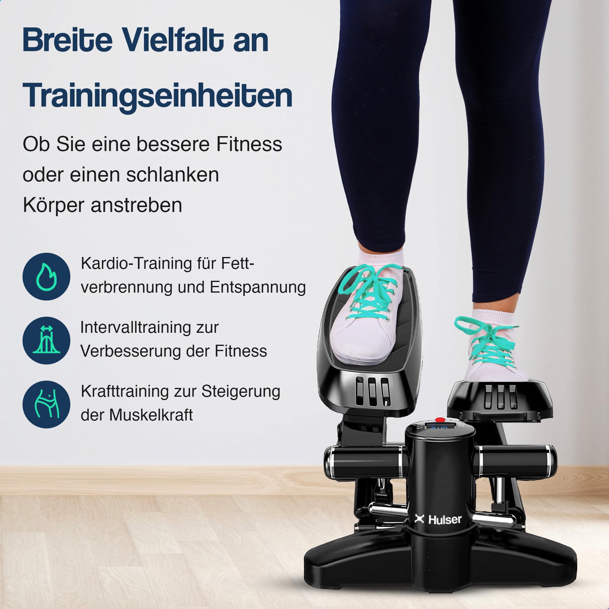 Hulser 2-in-1 Stepper Mit Display & Widerstandsbändern - Kompaktes Ganzkörpertraining Für Zuhause Bis 120kg