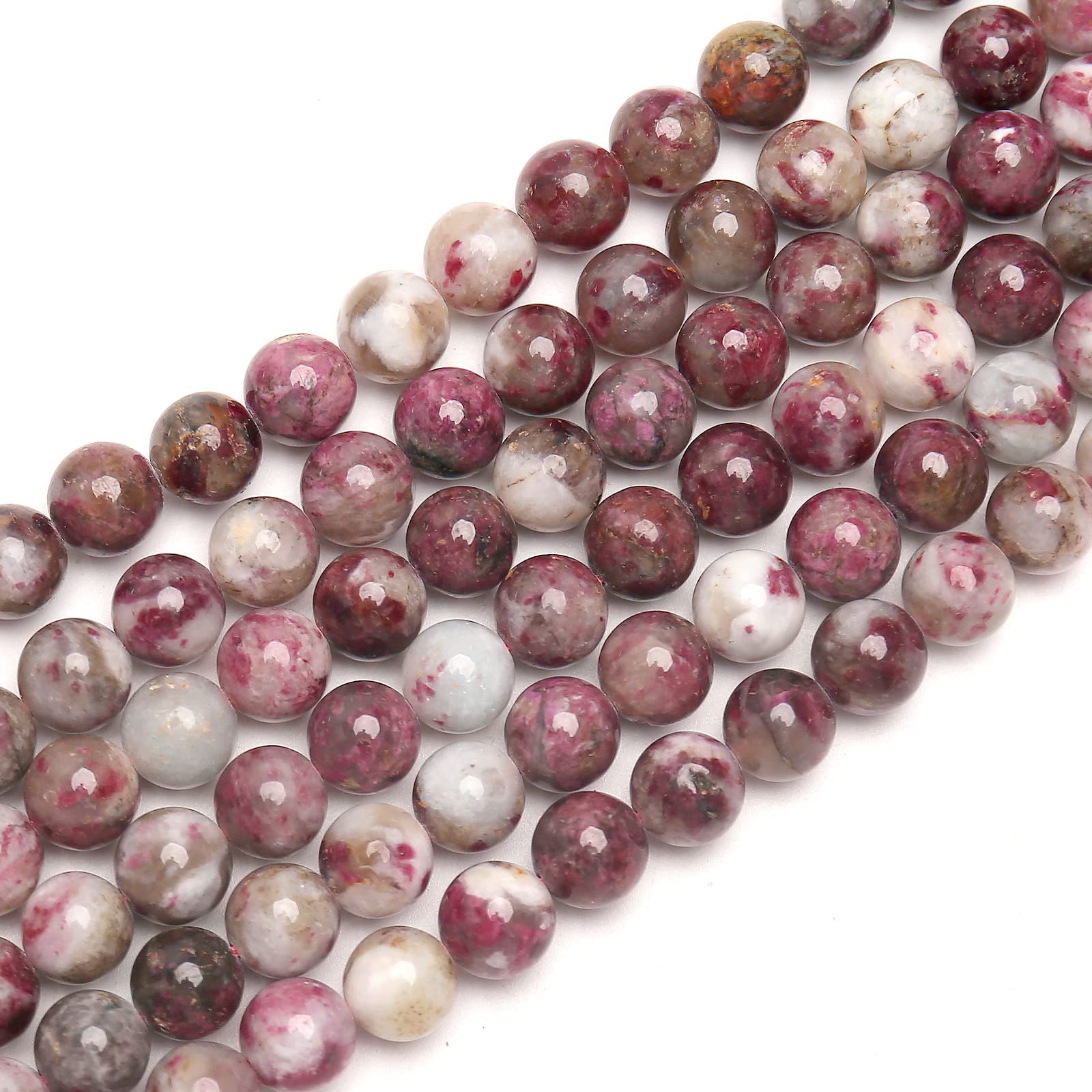Malahill Natural Stone Beads For Jewelry Making - Plum Blossom Tourmaline, 10mm, 2 Strands With Stretch Cord - View #9