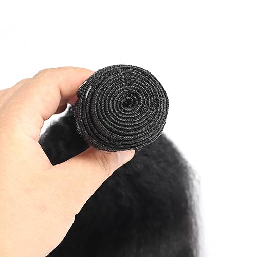 Miniatura 3 de Amella 1 manojos de cabello humano rizado 10A, cabello humano Yaki, sin procesar, virgen brasileño, Remy, coser, extensiones de cabello negro