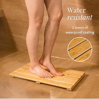 Amazon.com: GOBAM Natural Bamboo Bath Mat - Non-Slip Shower