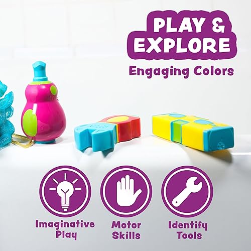 Miniatura 7 de Tub Works Tools - Juguetes de baño sin moho, paquete de 6  Diseño de juguetes de baño sellados y sin agujeros que mantiene la humedad fuera  Suave,