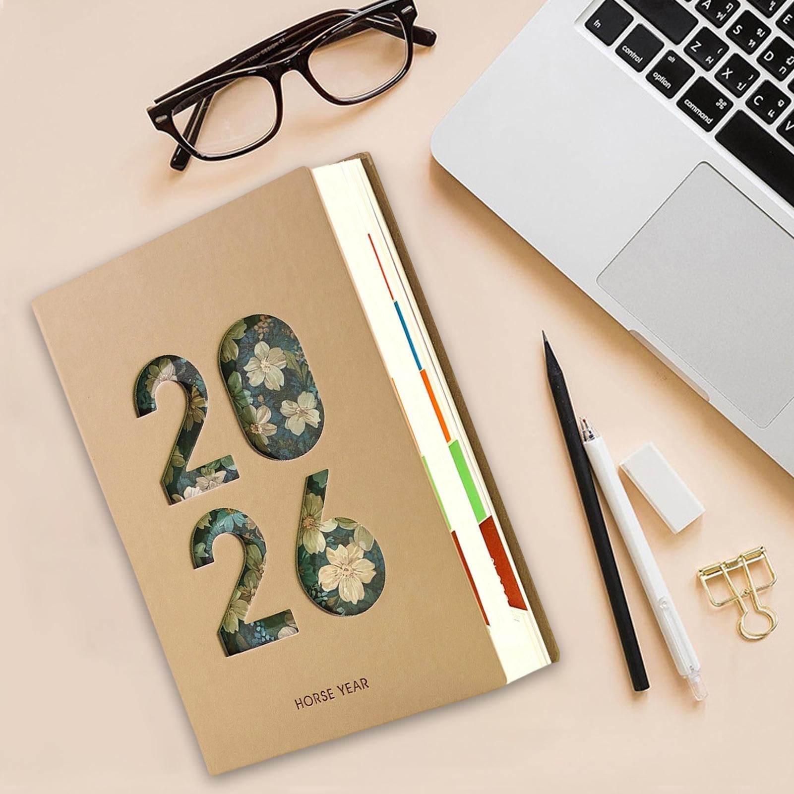 Planificateur 2026 Calendrier A5 Avec Papier Épais Et Cuir PU