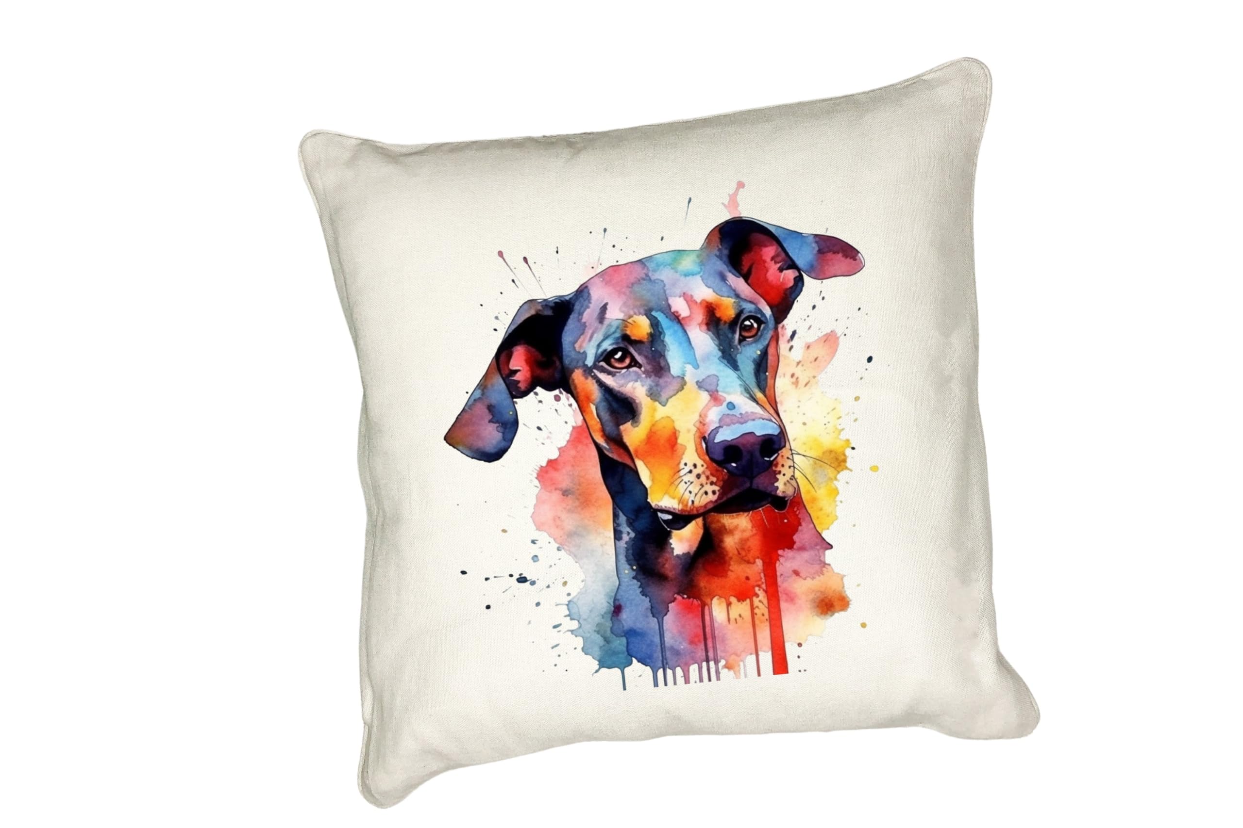 Anonymous Gifting Watercolour dog printed cushion cover - perfect for dog lovers - Doberman