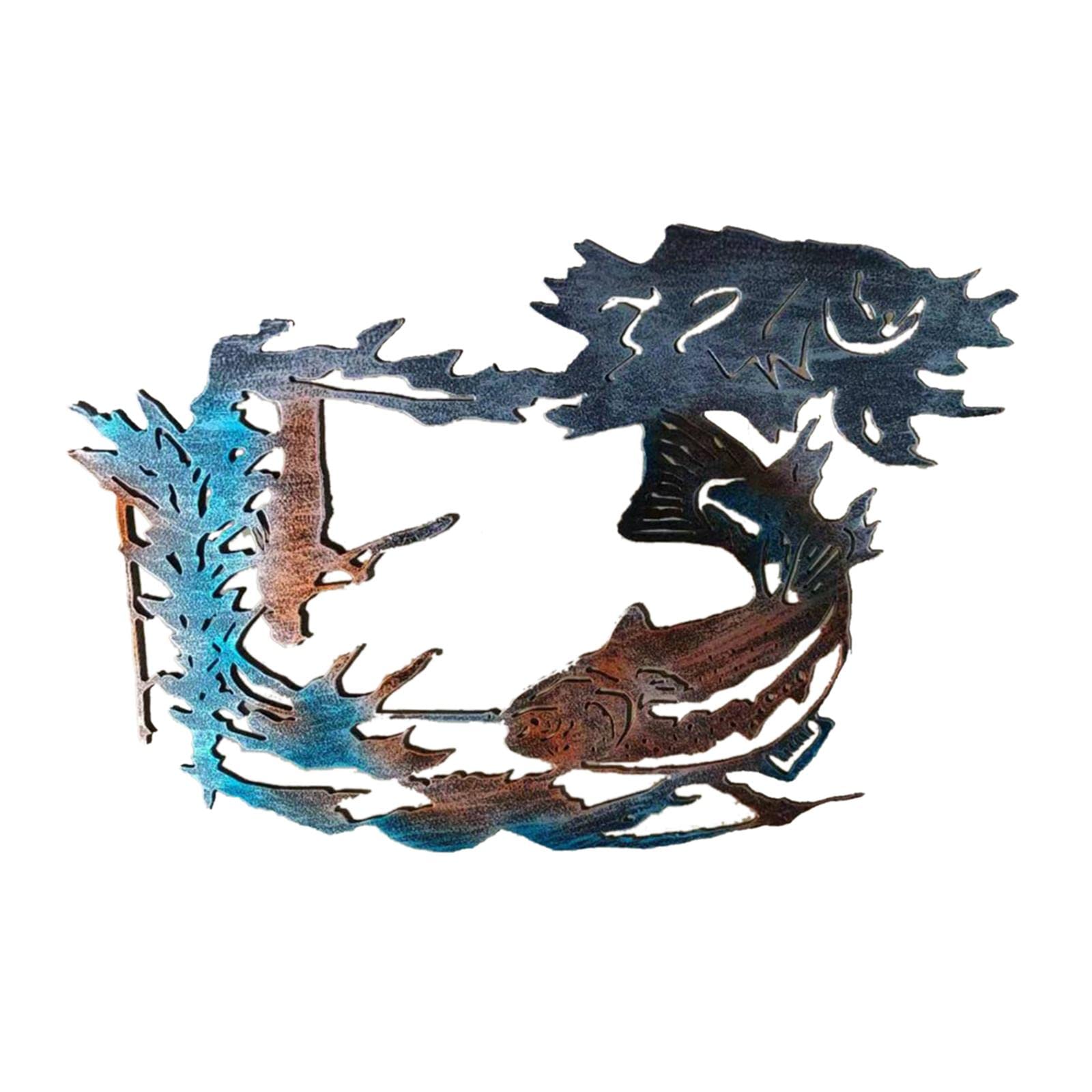 Merishopp Silhouette Metal Garden Stake Animal Yard Decor for Outside Decorations Fish-image-27