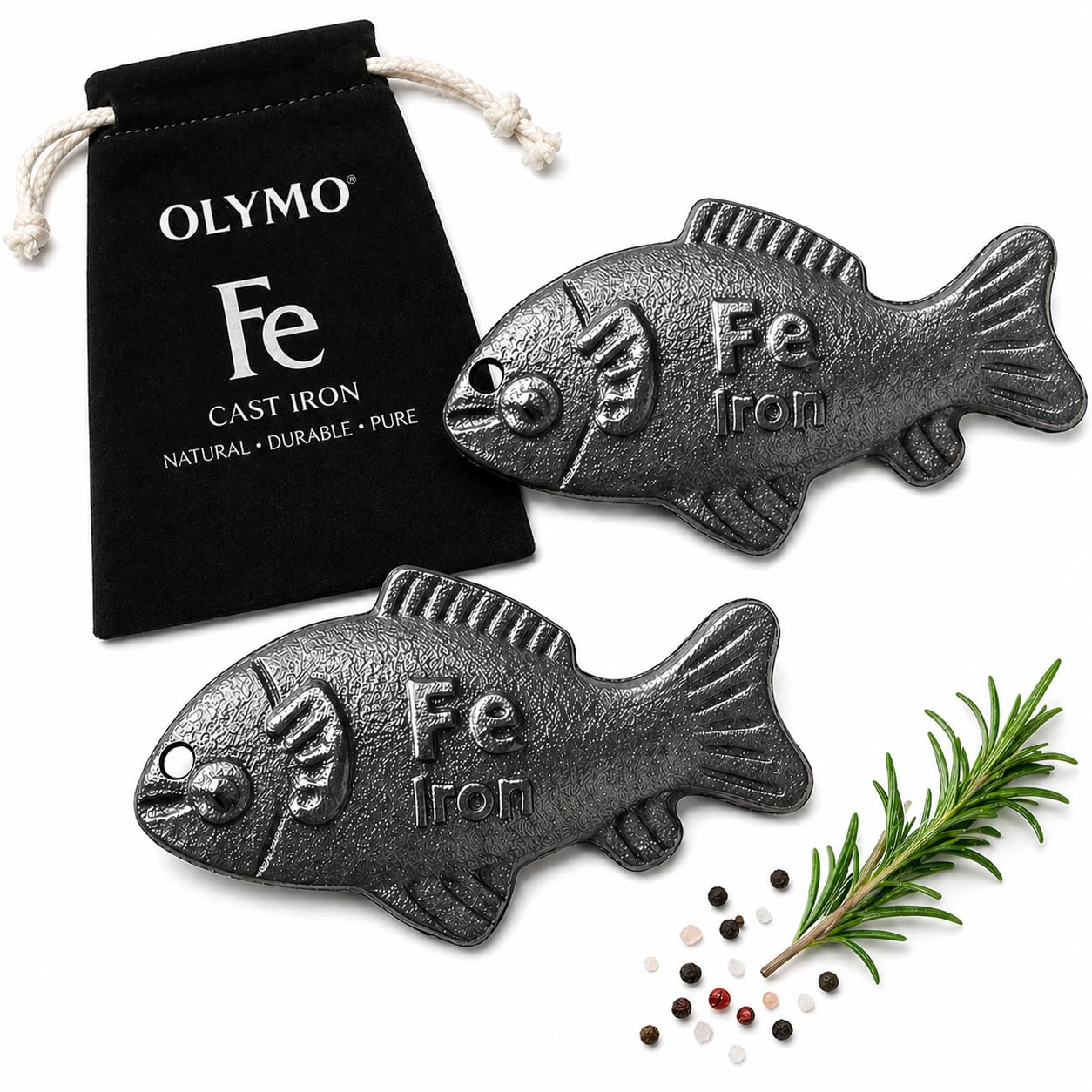 2 Pcs Iron Fish for Cooking – Natural Iron Supplement Ingot, Helps Reduce Iron Deficiency & Anemia, Reusable Food-Safe Iron for Water, Curry & Soups, Daily Use for Vegans, Women & Families