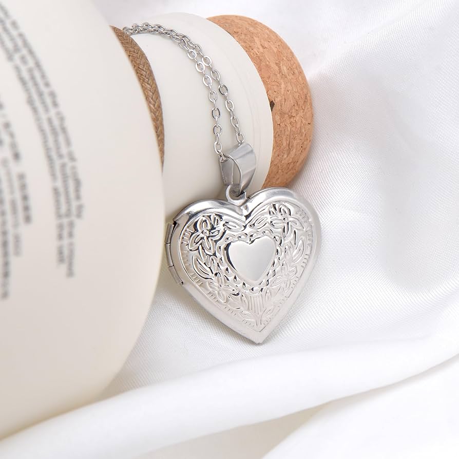 Joseph Brothers Stainless Steel Silver Heart Locket Necklace
