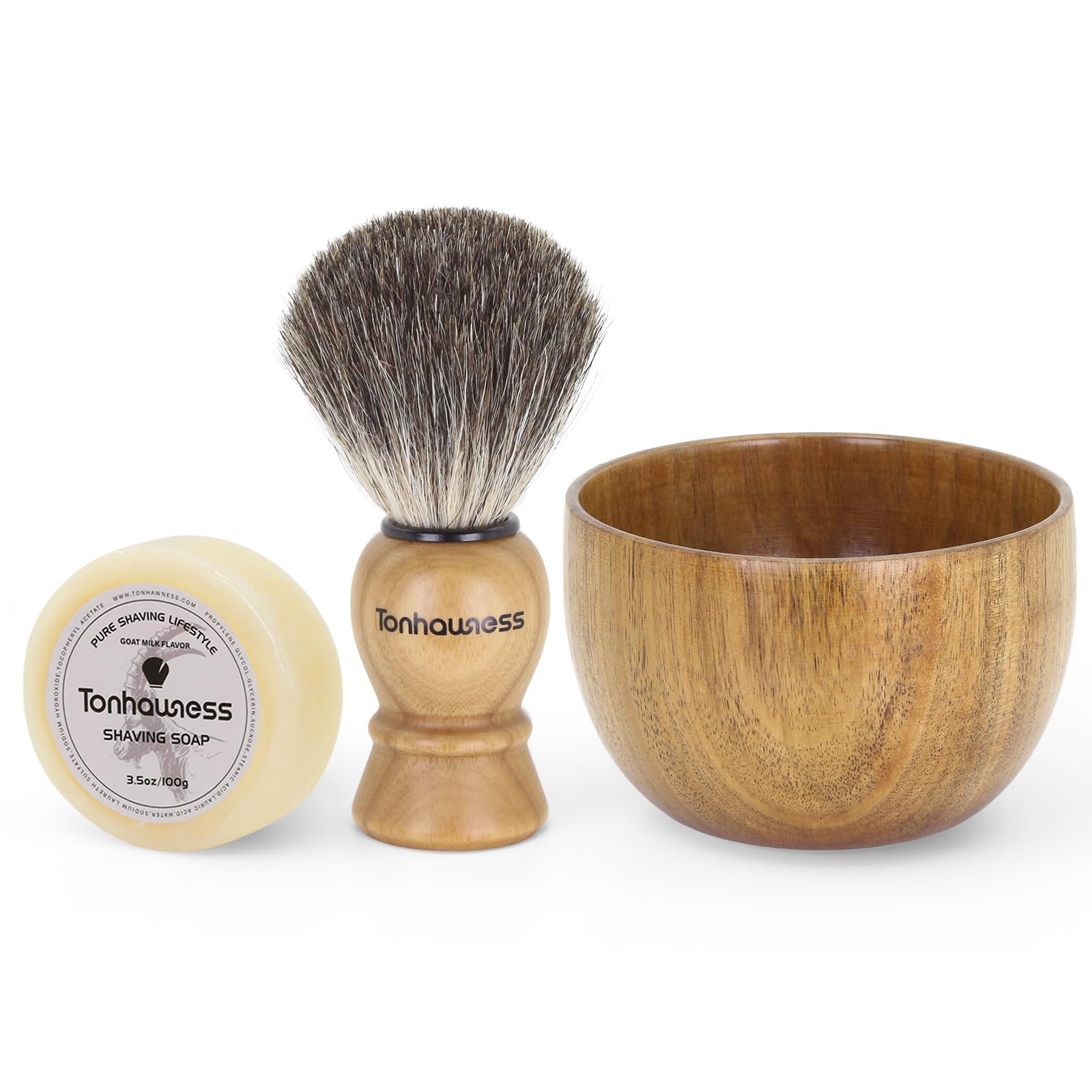 Shaving Brush Kit For Men 3 In 1 Shaving Brushes Set Includes Badger Hair Shaving Brush Wood Bowl