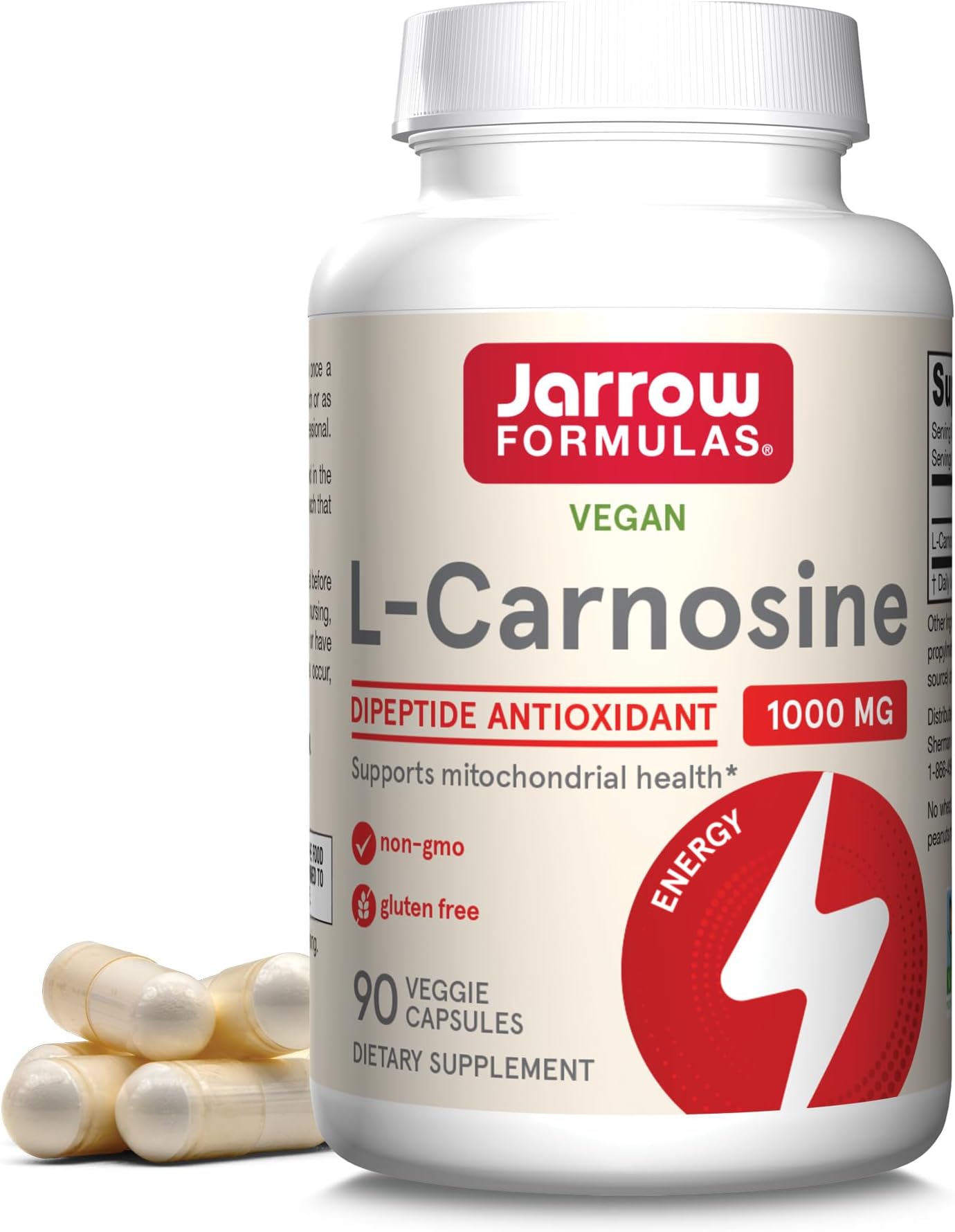 Jarrow Formulas, L-Carnosine, Beta-Alanyl-L-Histidine, 1000 mg, 90 Capsules