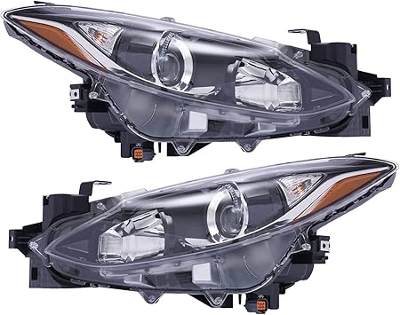 Front Halogen Headlight Left+Right Side for 2014 2015 2016 Mazda 3 Projector Driver & Passenger Head Lights Direct Replacement Headlamps Assy Set Assembly