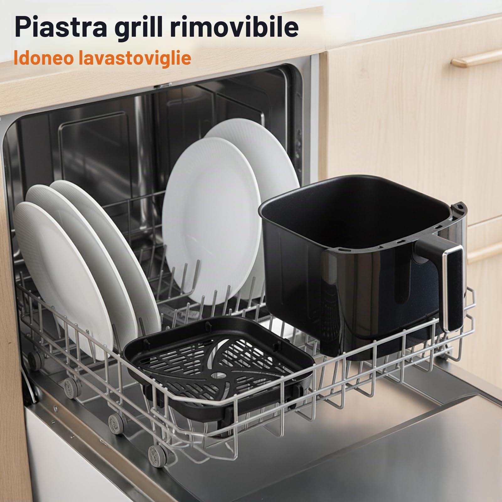 Sweetcrispy Friggitrice ad aria calda Airfryer 6L con finestra di visualizzazione, funzioni 12 in 1 e touch screen Air Fryer, cucina sana senza grassi, cestino antiaderente, cesti lavabili in