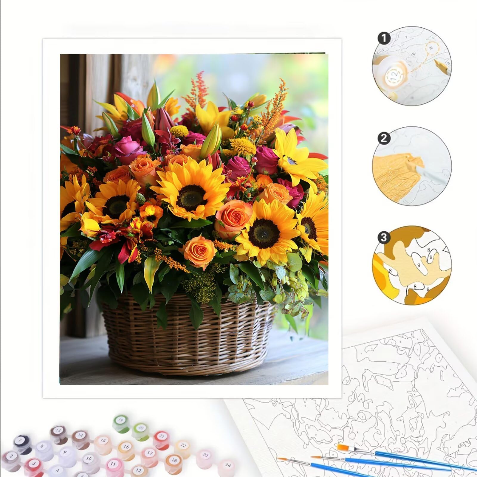 Dipingere Con i Numeri Adulti Fiore Dipingere con i Numeri con Telaio 70 x 100 cm,Autunno Paint by Numbers con Vernici e Pennelli, Kit di Pittura a Olio Fai-da-Te per Decorazioni Casa Regalo,kk-1049