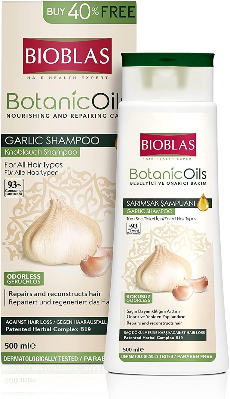 Bioblas Knoflook voordeelset olie zwarte knoflook shampoo 1000 ml + knoflook shampoo 500 ml