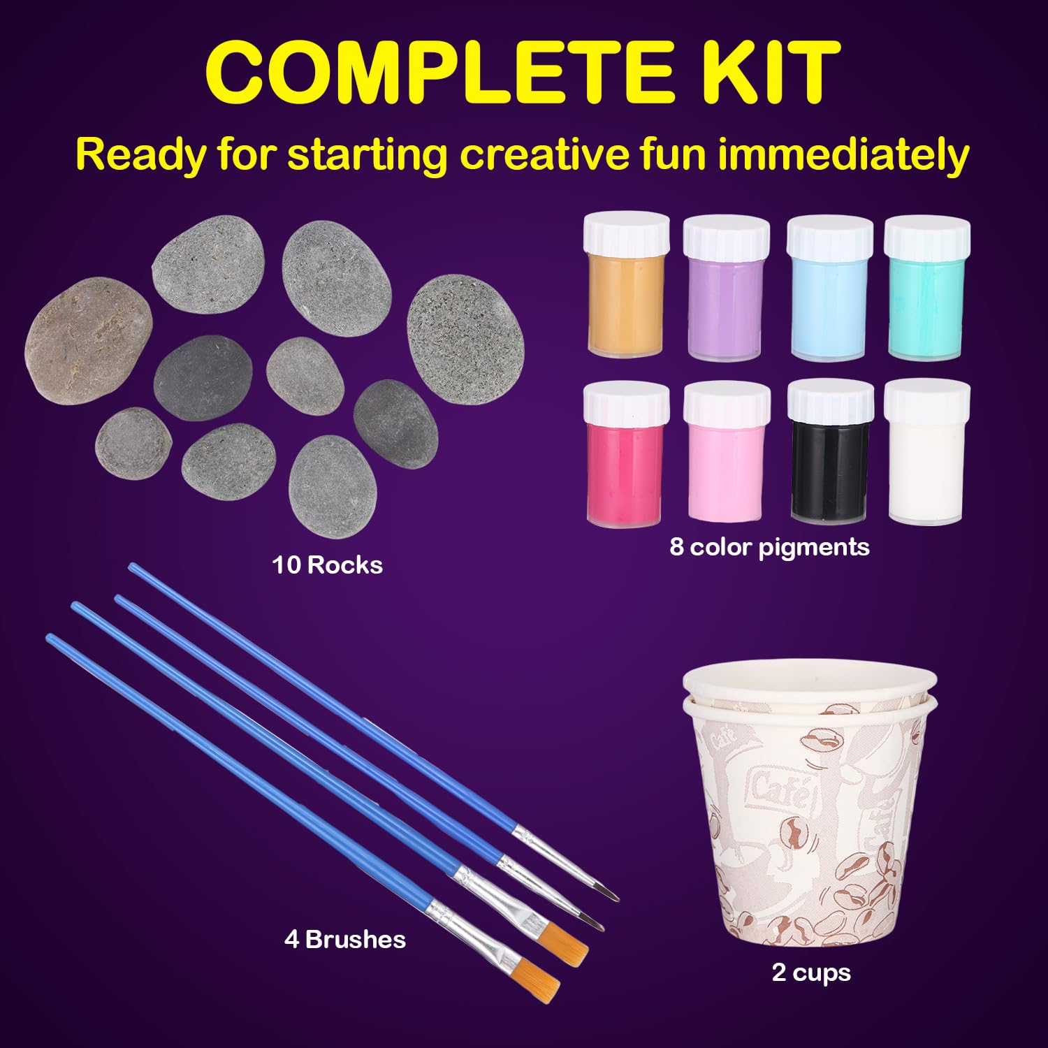 Shiyou-NATIONAL GEOGRAPHIC Kit De Peinture Sur Roche – Ensemble D'Arts Et D'Artisanat Pour Enfants Avec 15 Roches, 10 Couleurs De Peinture Et Fournitures D'Art Amusantes