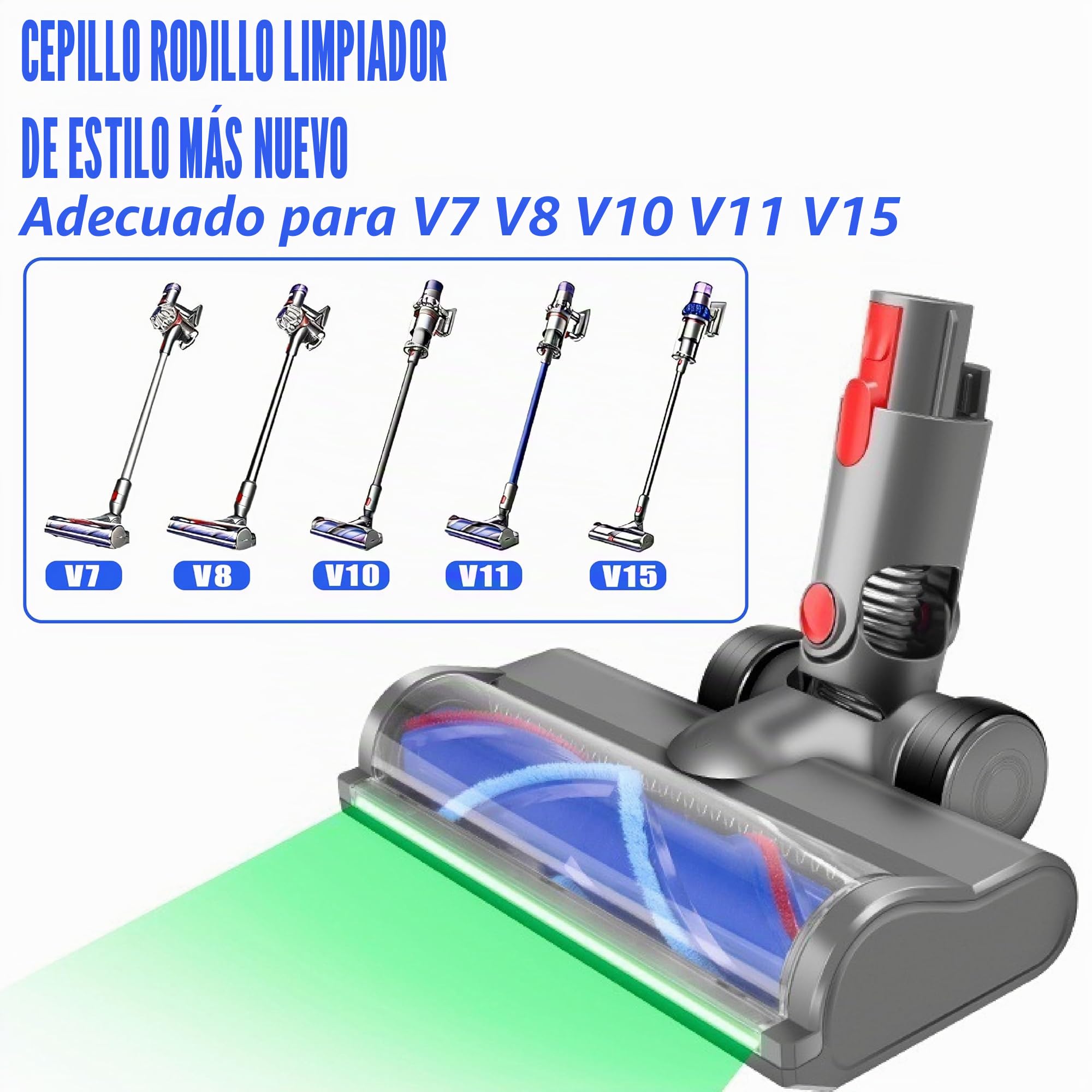 Cepillo de repuesto compatible con Dyson V11 V15 V10 V8 V7, cabezal de limpieza con detección de polvo, accesorio de aspirador para parquet, suelos duros y alfombras, limpieza eficaz