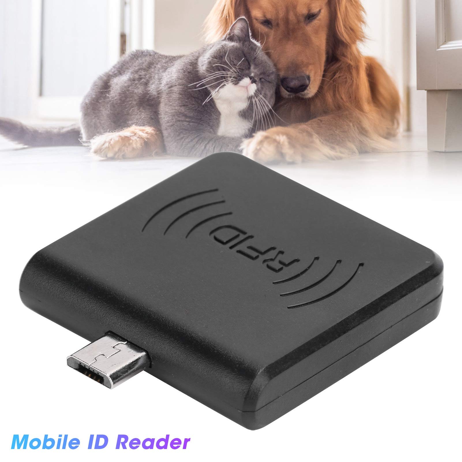 W86 Tragbarer Micro-USB-Handy-Kartenleser für, Kleiner und Zuverlässiger -ID-Leser für das Tierhaltungsmanagement, ABS-Material (Schwarz)