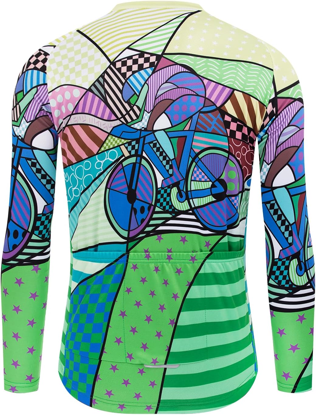 Men's Cycling Jersey Long Sleeve Biking Shirt with 3 Rear Pockets Breathable Quick Dry Bicycle Jersey - Image 3