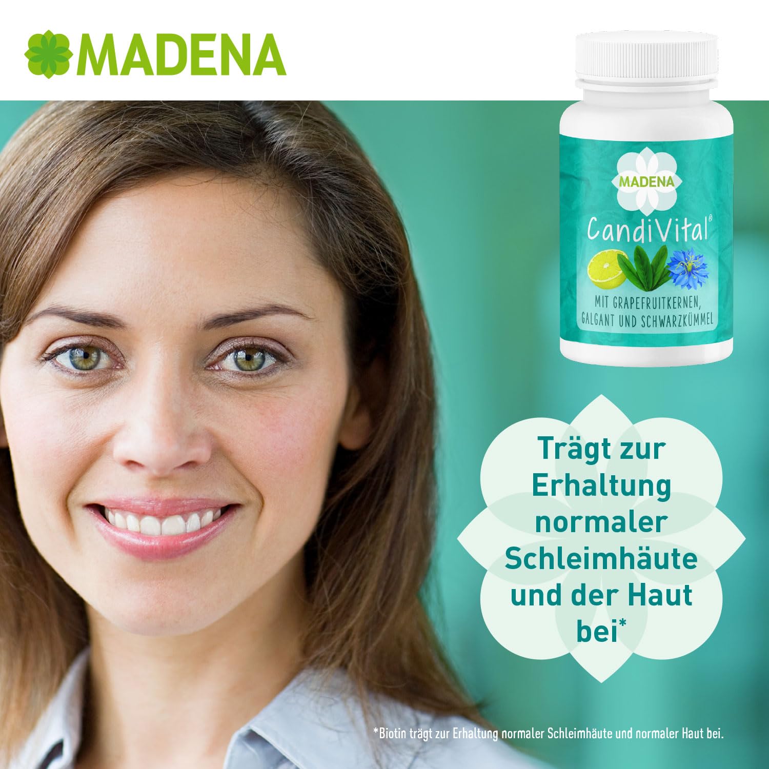 MADENA CandiVital, natürlicher Phyto-Komplex, geeignet bei Candida albicans Candidose Hefepilzinfektion*, mit Caprylsäure hochdosiert, Oregano, Grapefruitkernen und Schwarzkümmel