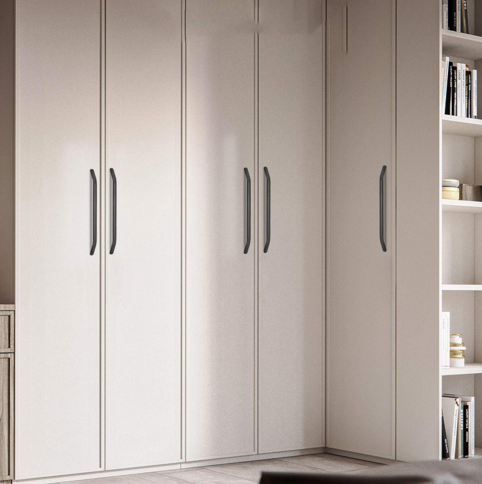 Paquete de 10 tiradores modernos de acero inoxidable para cajones, de aleación de aluminio negro, para cocina y puertas (224 mm) y accesorios elegantes para muebles