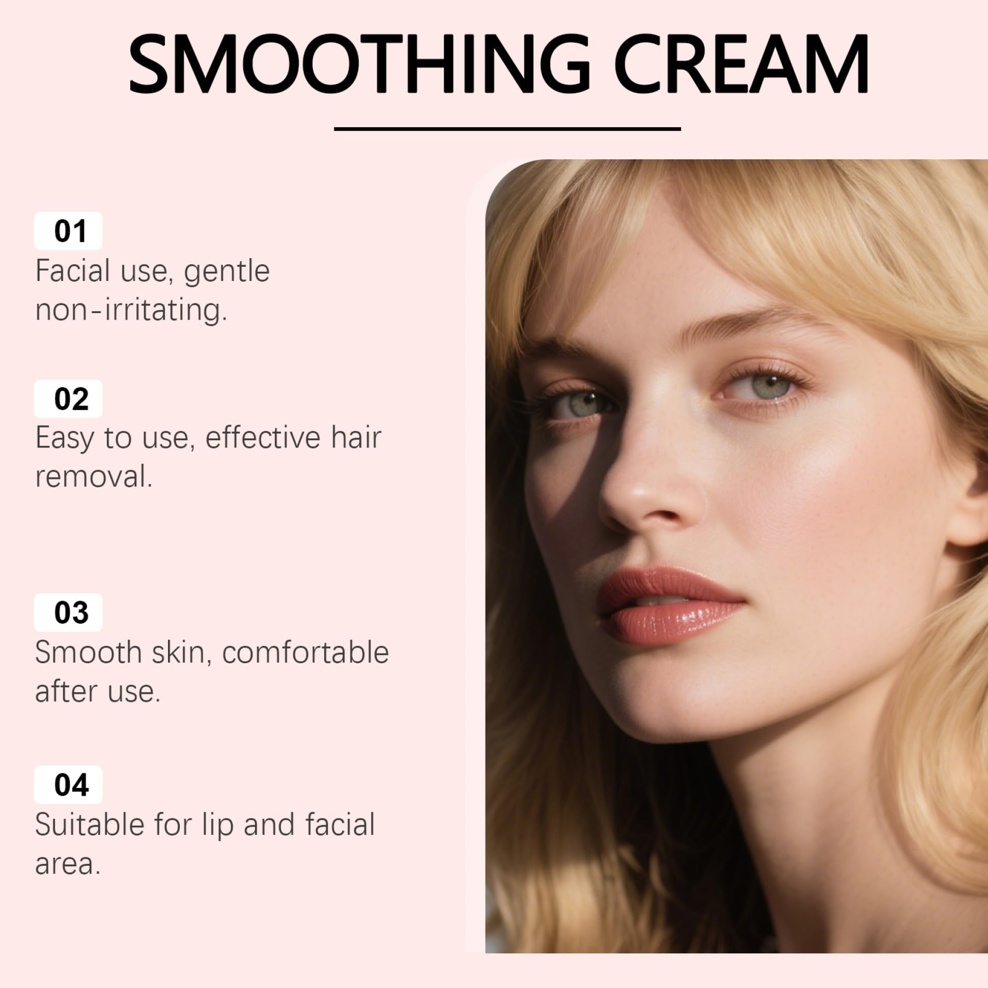 Crema depilatoria viso per donna, 2 pezzi Crema depilatoria viso per donna Formula delicata Labbro pesca per pelle liscia efficace, 50g