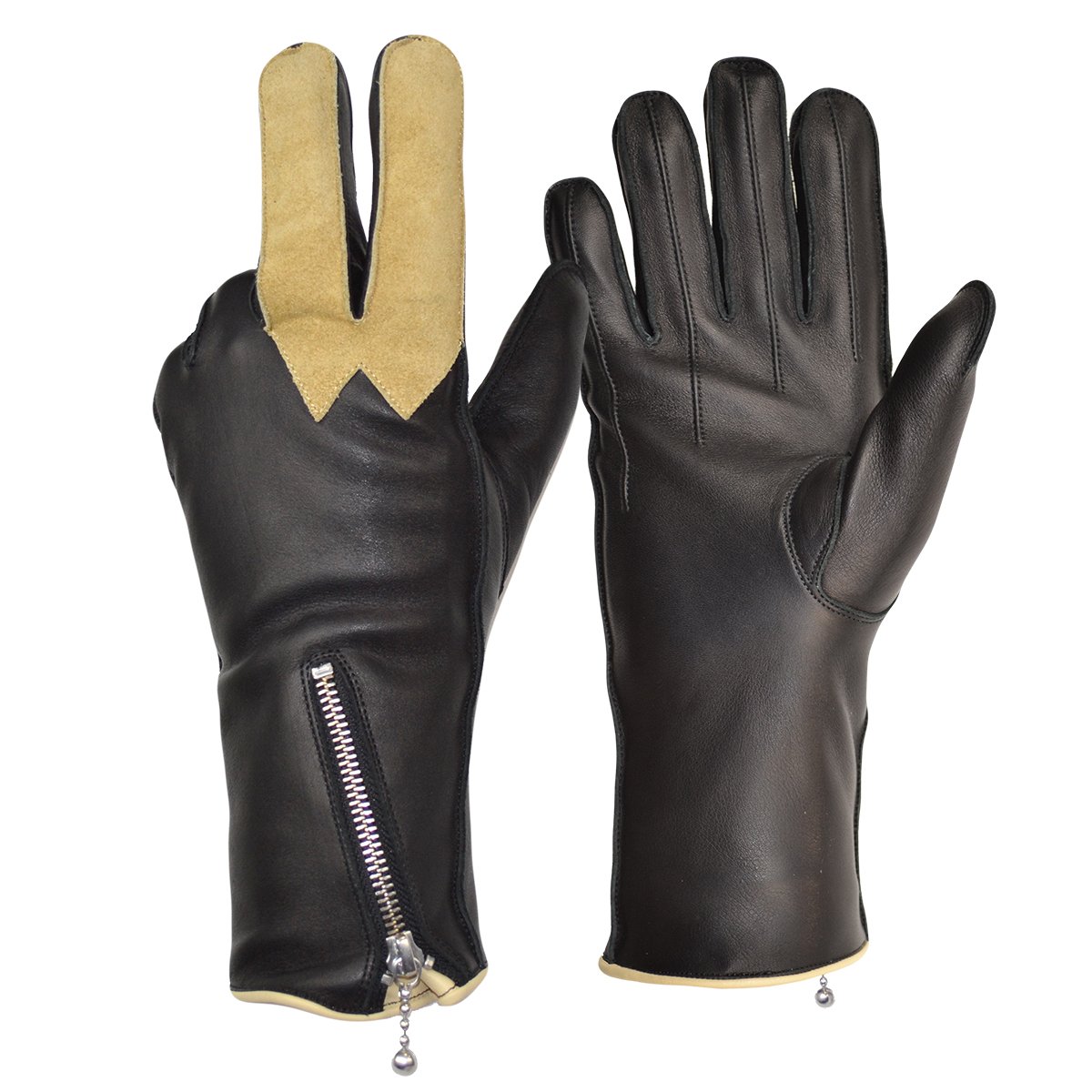 Goldtop Churchills 1970s Style Fleece Lined Leather Cafe Racer Motorcycle Gloves with Chamois Visor Wipe L - 8