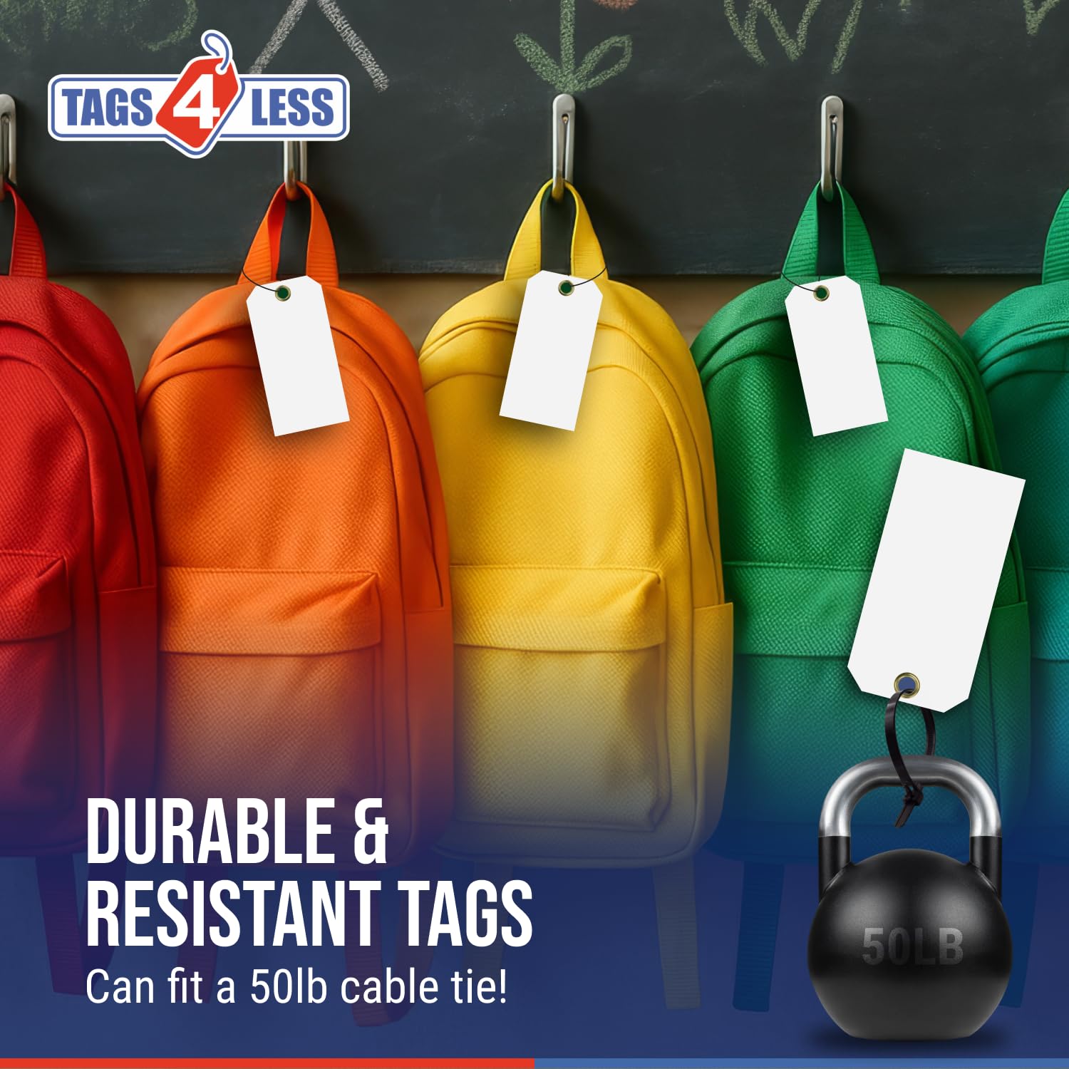 Etiquetas de plástico impermeables resistentes de 15 mil, equipamiento, válvula, mochila, paquete de 100 (3 x 6 pulgadas, blanco)