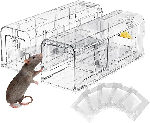 Trampa humana para ratones, 2 trampas para ratones que no matan para interiores y exteriores, trampa viva reutilizable para atrapar y liberar,