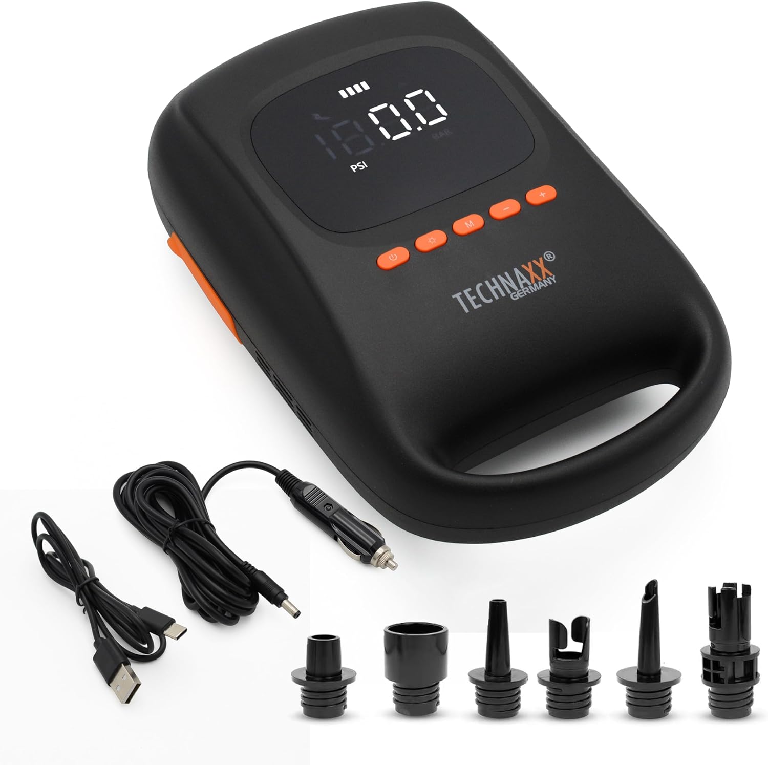 Technaxx SUP Battery Air Pump TX-266 and included accessories