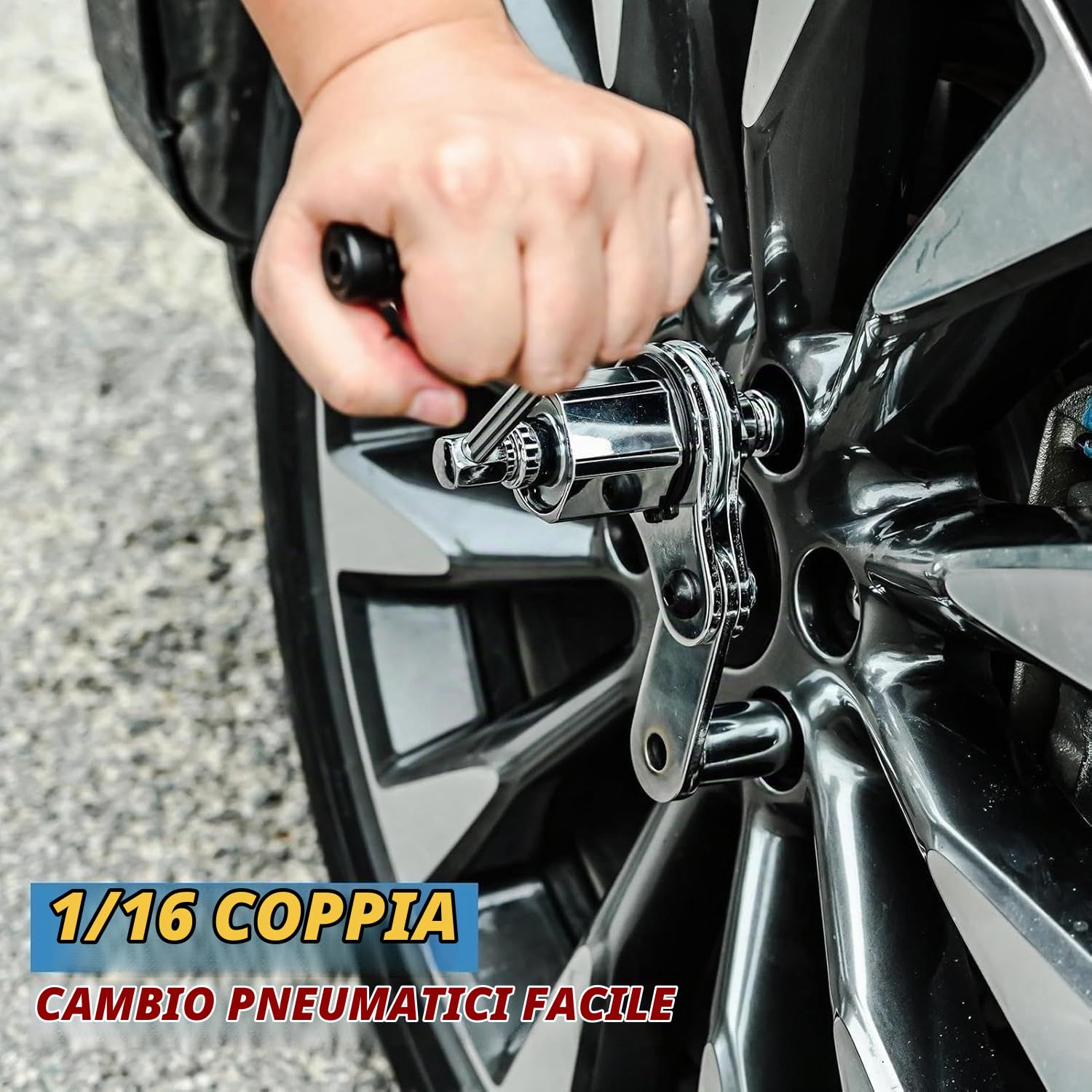 TANIASHOP Moltiplicatore di Forza Svitabulloni 1/2” 680 Nm – Chiave Smontaruote Rapporto 1:16 con 4 Boccole 17-19-21-22 mm – Attrezzo Manuale per Auto e Veicoli Leggeri