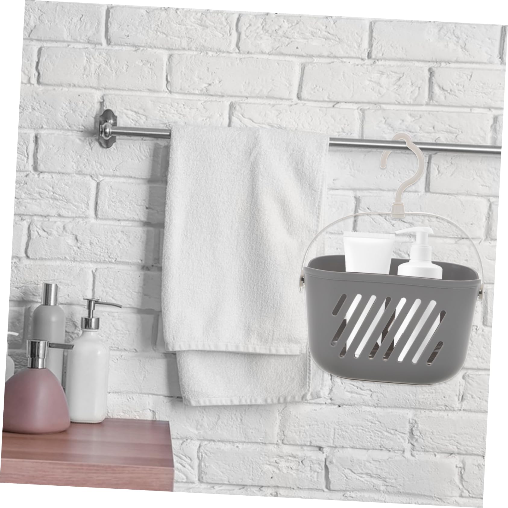 DECHOUS 2 Piezas cesta de mano de baño cesta colador de platos cesta de almacenamiento de baño bolsos champú ducha de plástico para baño ducha portátil de plástico ajo Perchero necesidad