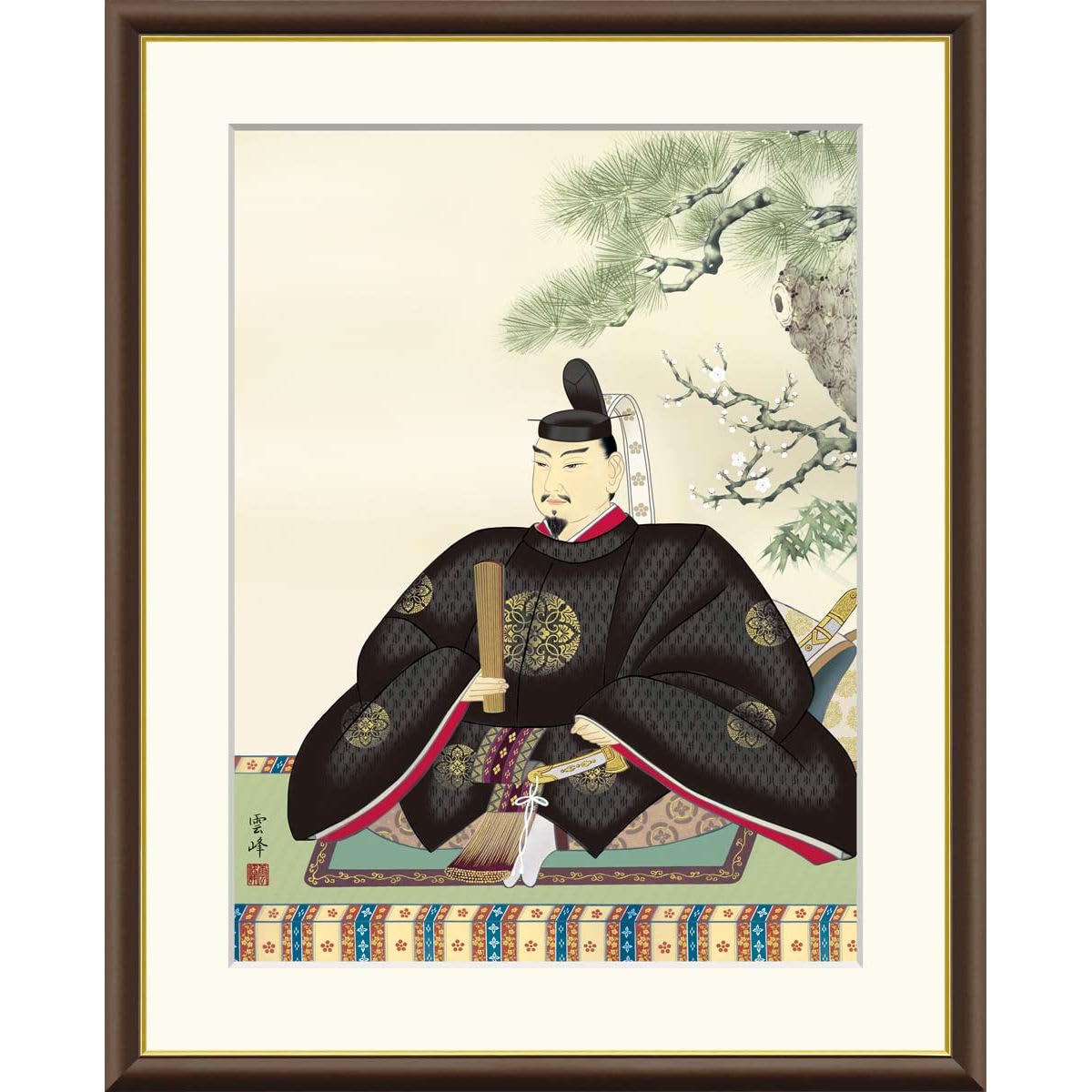 Amazon.co.jp: 絵画 現代日本画 慶祝画 天神 清水雲峰 額入り 