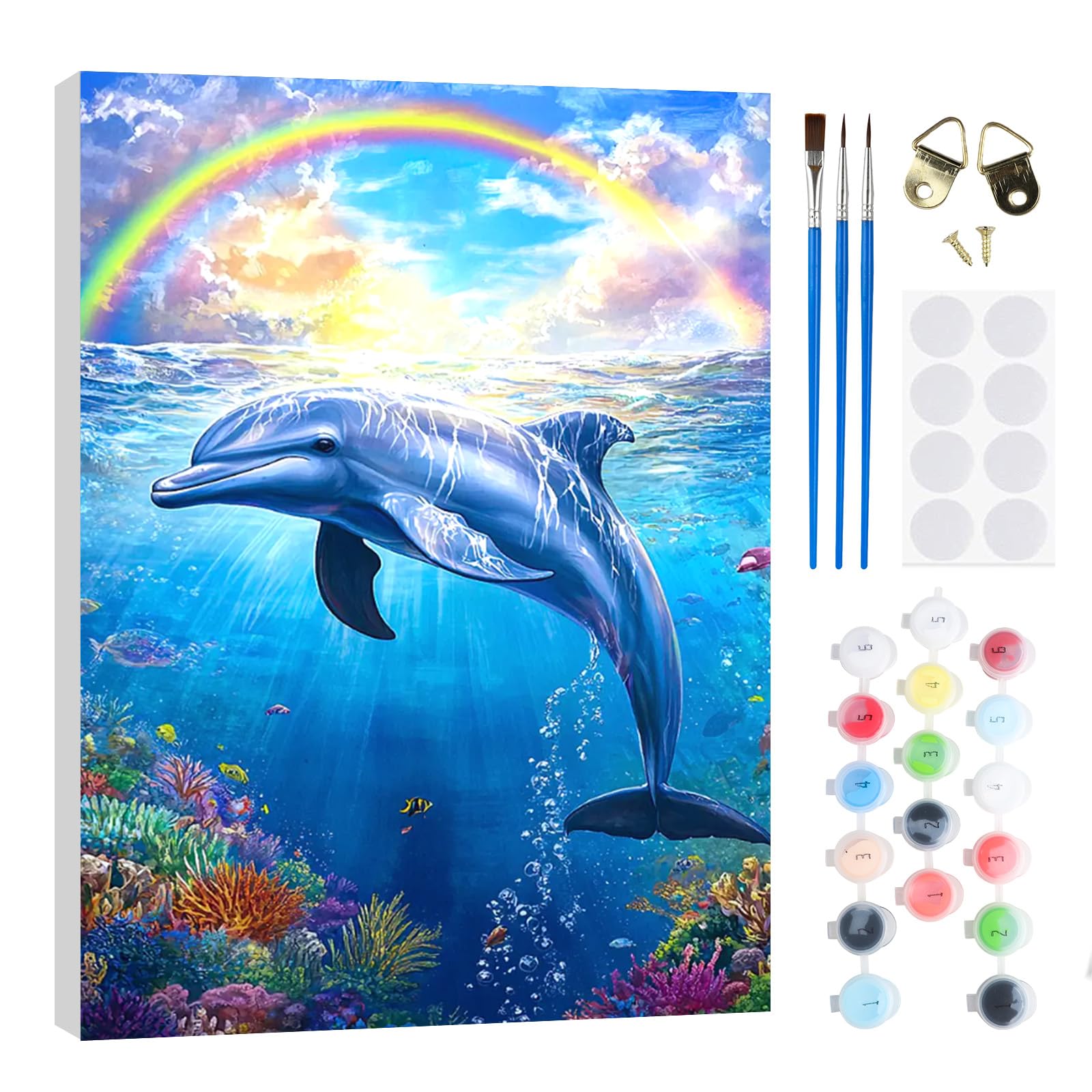 RICUVED Dolphins Paint by Numbers Kit with Frame for Adults 20x30cm โ image 1