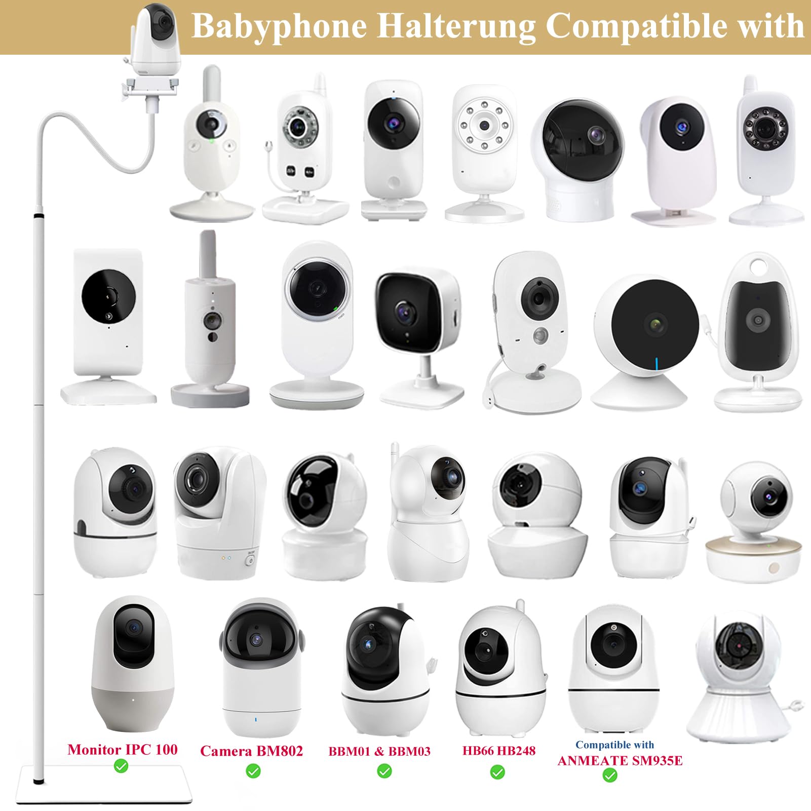 Supporto da pavimento per baby monitor compatibile con Philips Avent/eufy/GHB/BOIFUN/Hellobaby/NWOUIIAY/TakTark e compatibile con la maggior parte delle videocamere per bambini