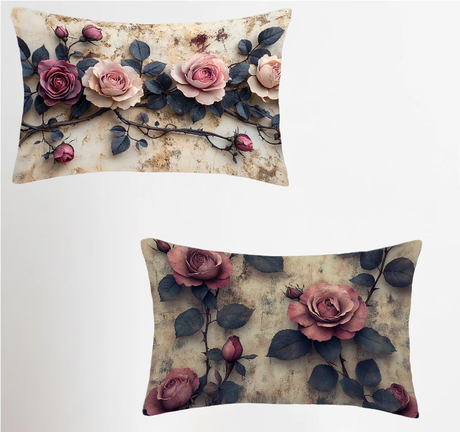 Federe Cuscino 60x80 Set di 2, Fiore Federe Cuscini Divano Velluto Morbido, Rettangolari Copricuscini 60x80cm Con Cerniera Invisibile, Copricuscino per Camera Casa Decorazioni, Nordico K-4342